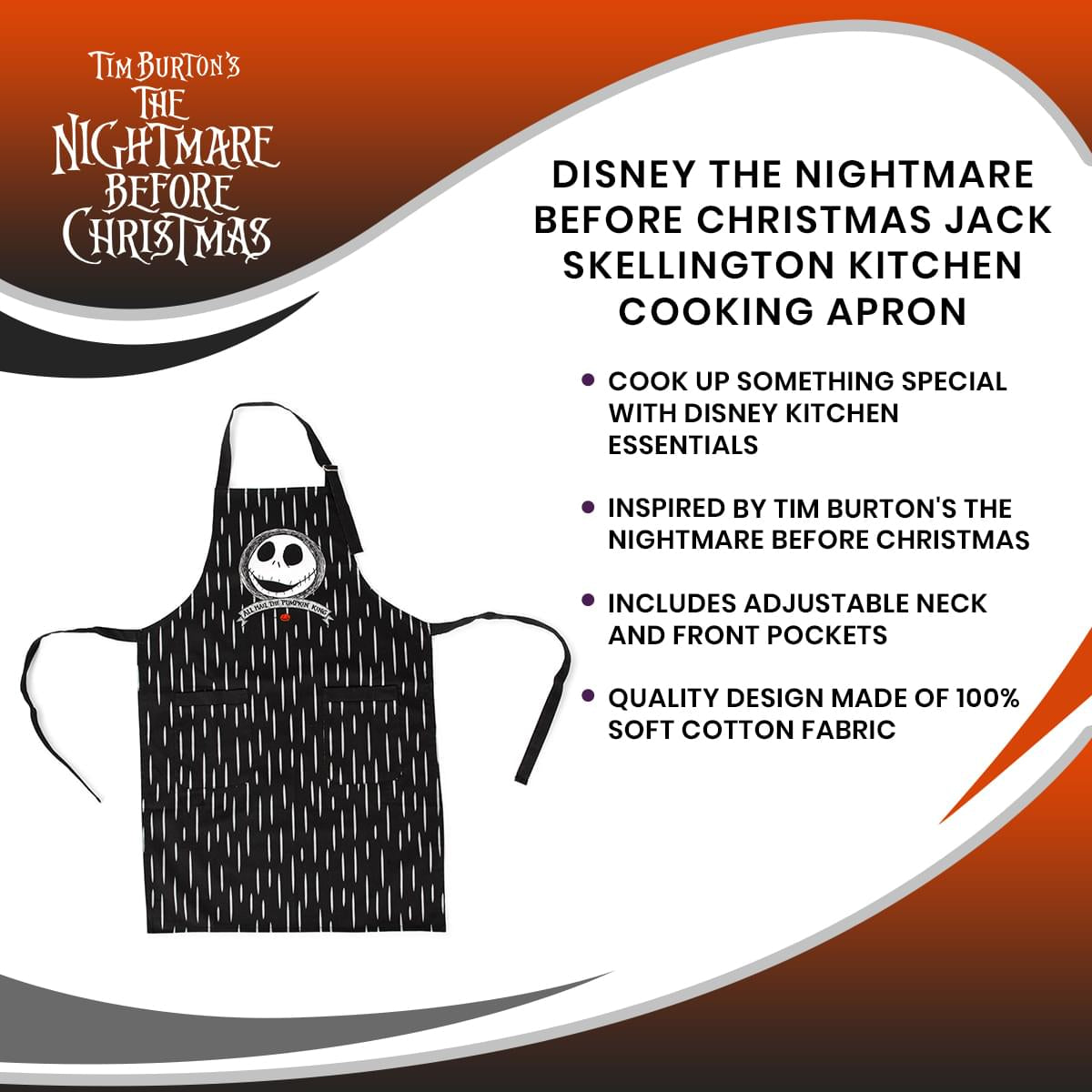 Disney's Jack Skellington Nightmare Before Christmas Kitchen Apron