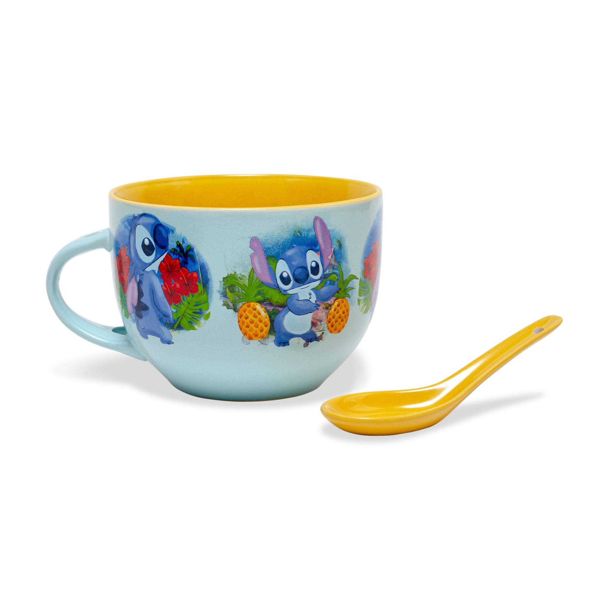 Disney Lilo & Stitch Ceramic Soup Mug with Spoon - 24 Ounce Paradise Delight