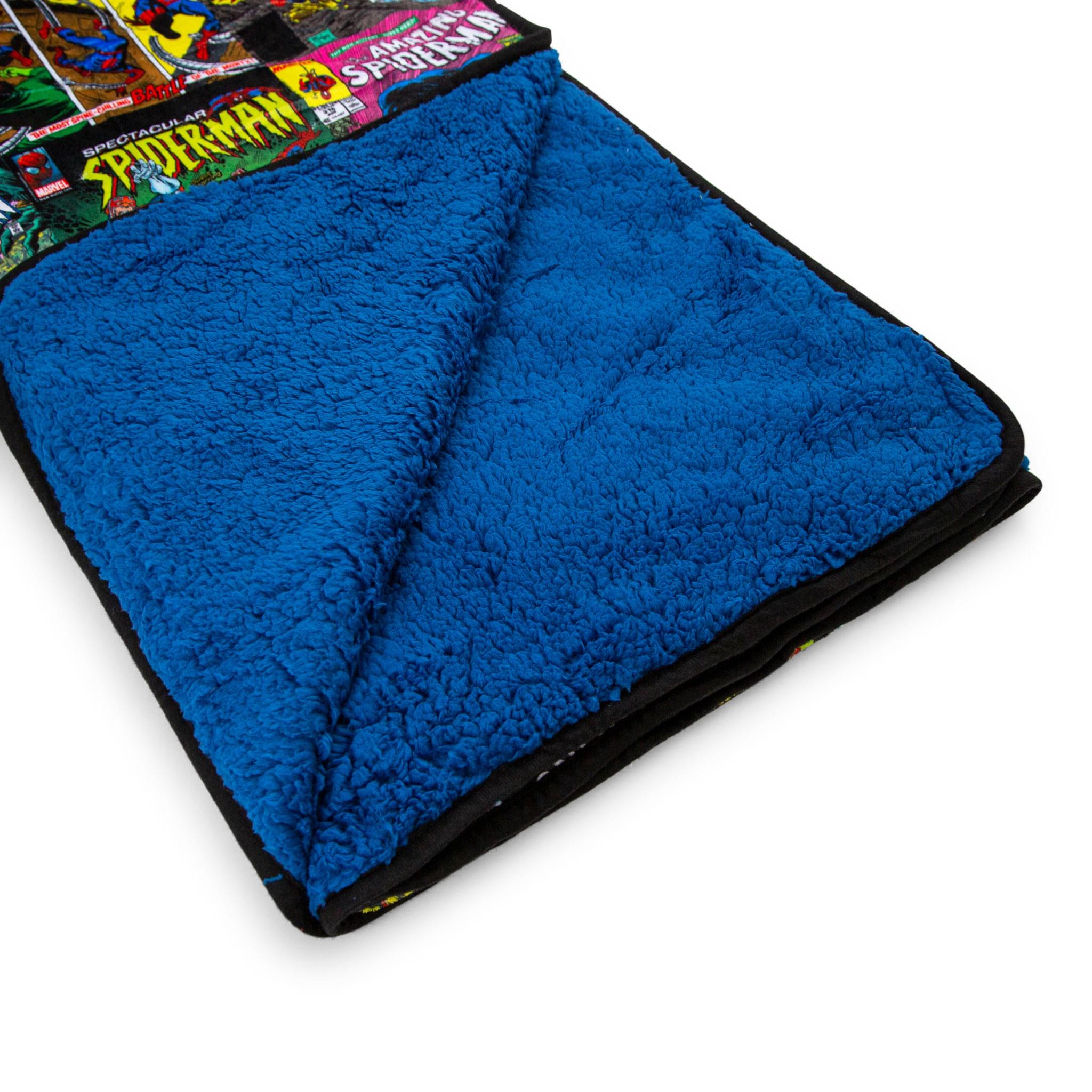 Marvel Spider-Man 60th Anniversary Special Edition Cosy Blue Sherpa Throw Blanket