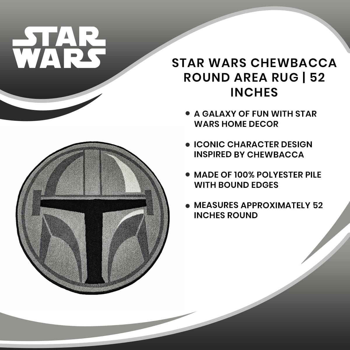 Epic Star Wars: The Mandalorian Helmet 52-Inch Area Rug