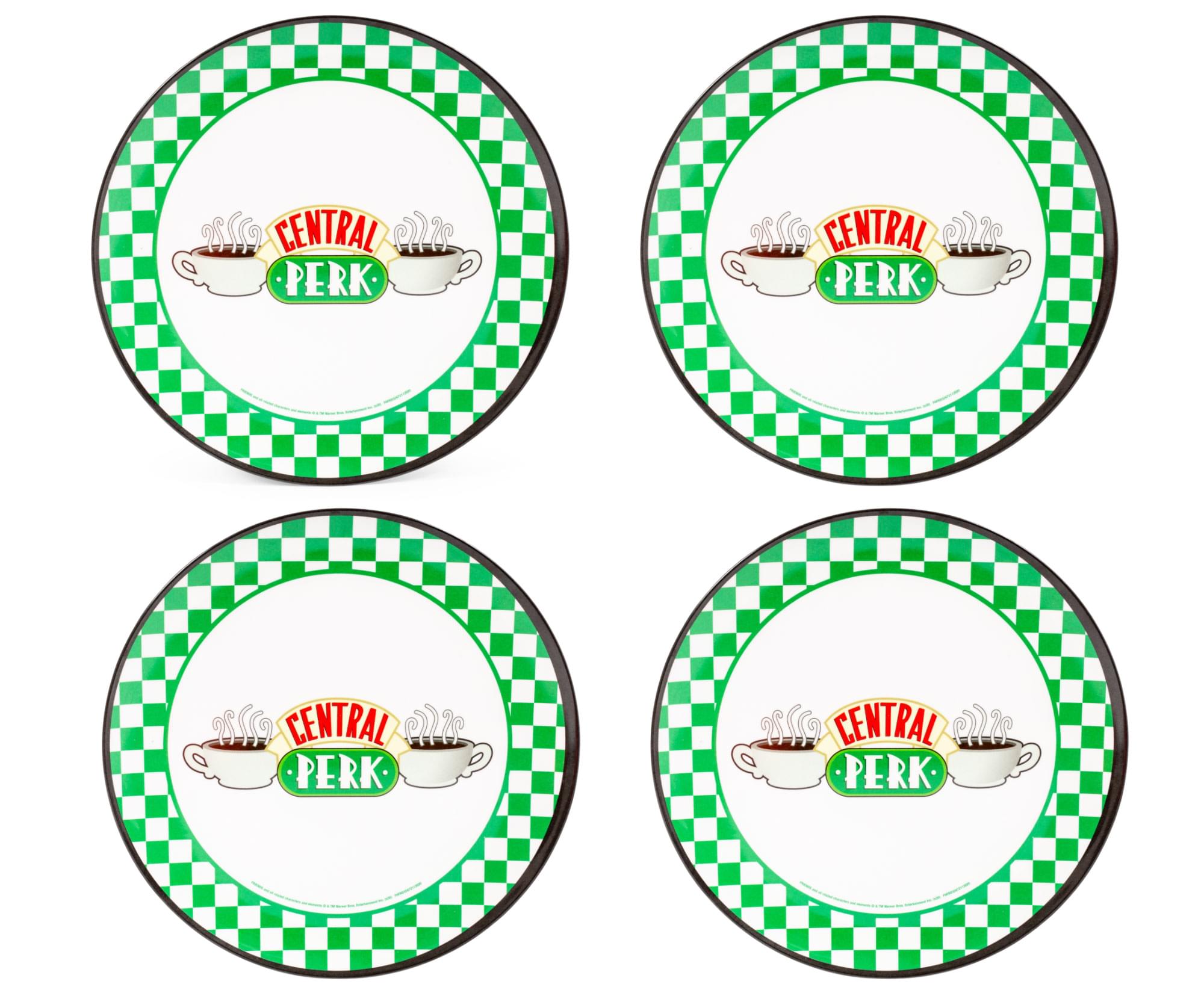 Friends Central Perk 10-Inch Melamine Dinner Plates (Set of 4) - Checkerboard Logo