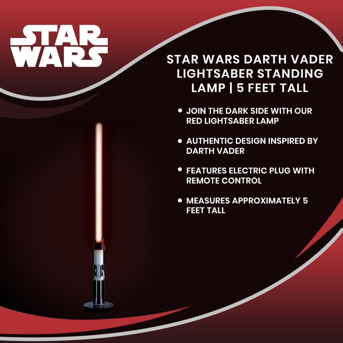 Epic Star Wars Darth Vader 5 - Foot Standing Lightsaber Lamp
