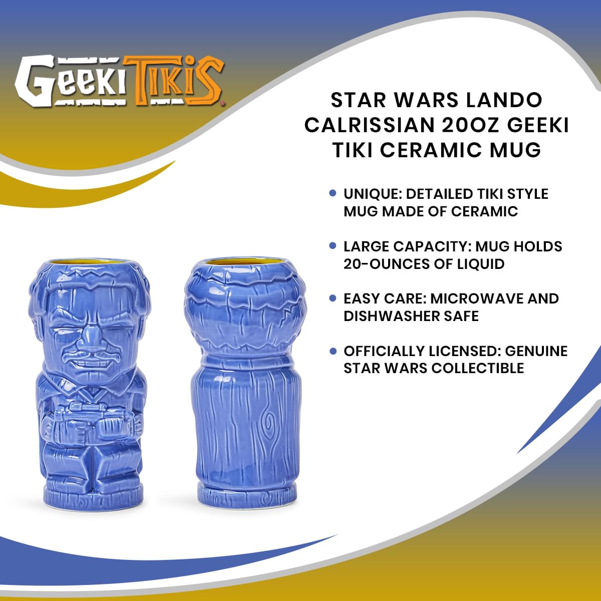 Geeki Tikis Star Wars Lando Calrissian 20 - Ounce Ceramic Mug: A Galactic Treat for Fans