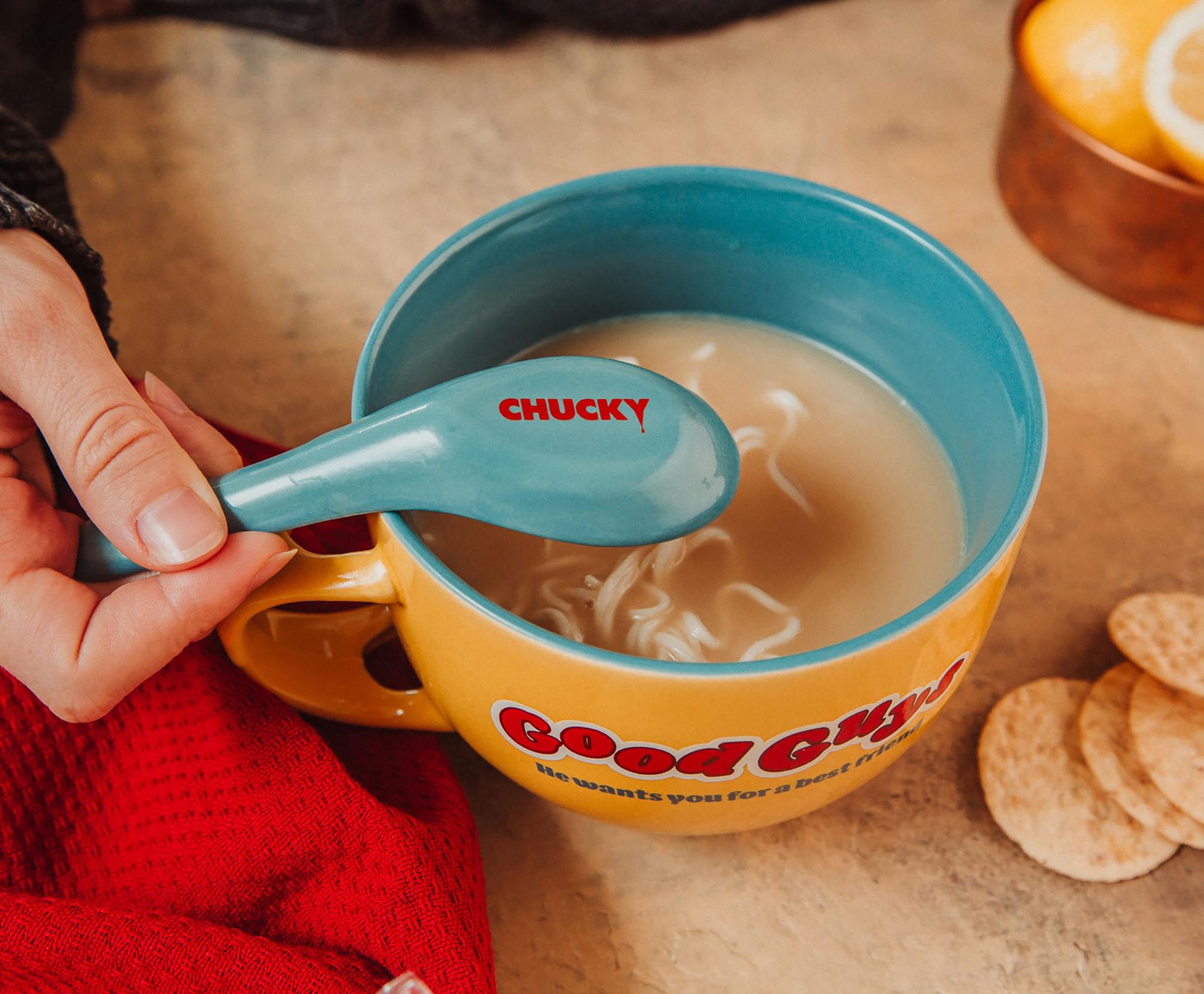 Chucky Good Guys Ceramic Soup Mug with Spoon - 24 Ounce Horror Lover's Delight