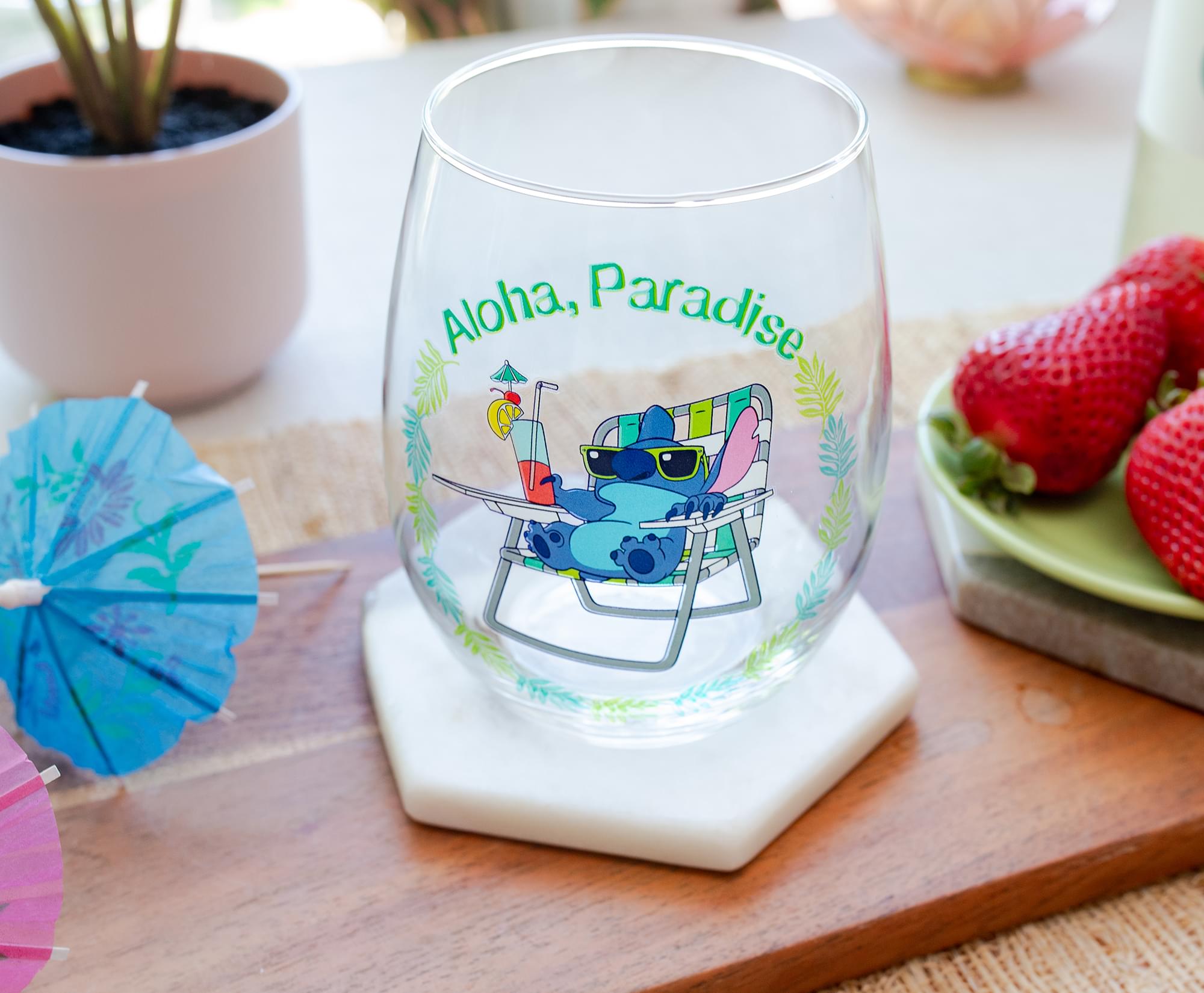 Disney Lilo & Stitch Paradise Stemless Wine Glass - 20 Ounce Delight