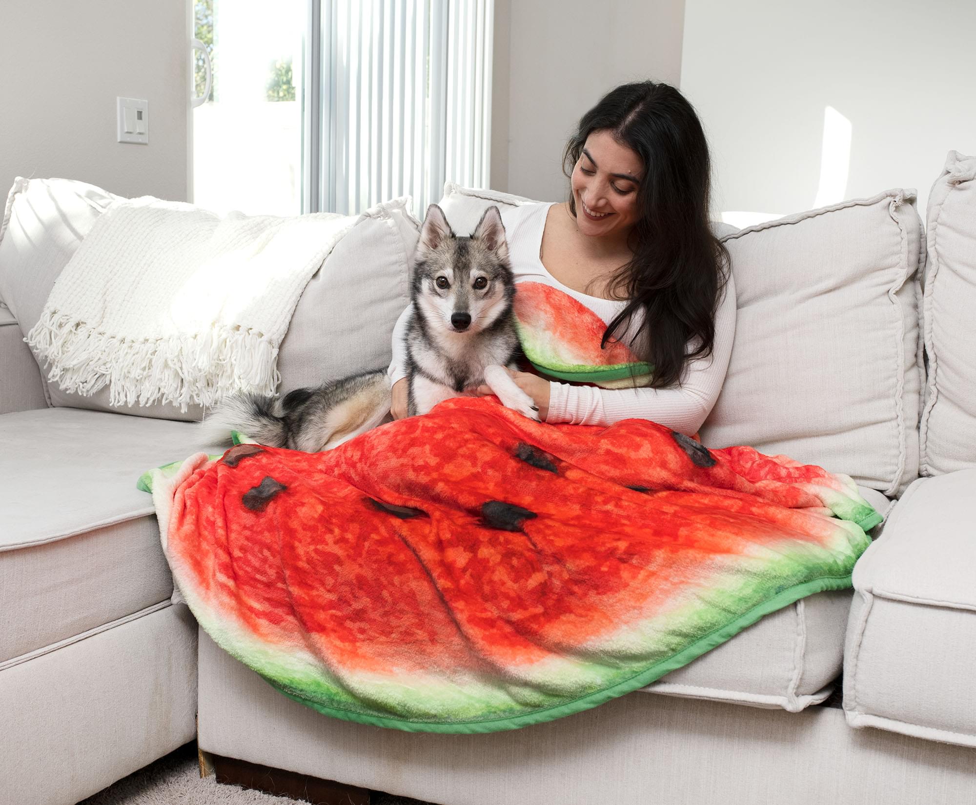 Round Watermelon Slice Fleece Throw Blanket - 60 Inches