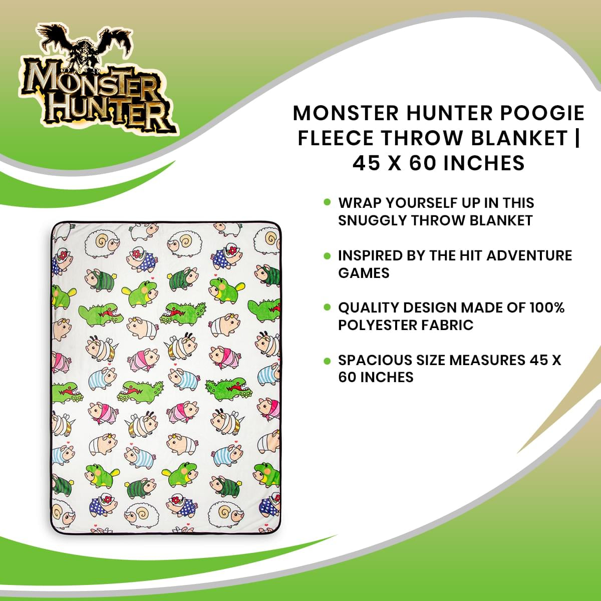 Unleash Coziness with Monster Hunter Poogie Fleece Throw Blanket