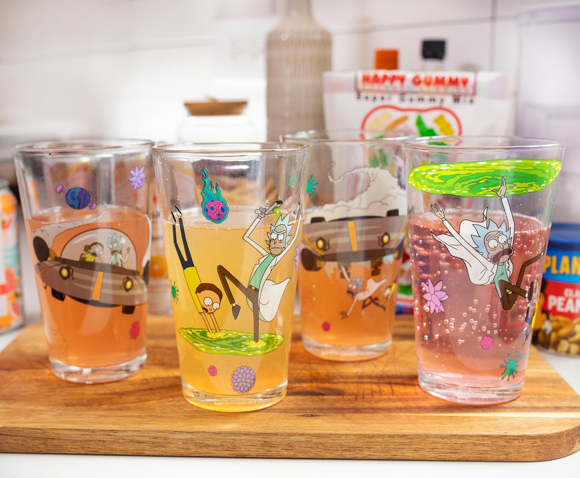 Rick and Morty 4-Piece 16-Ounce Pint Glass Set
