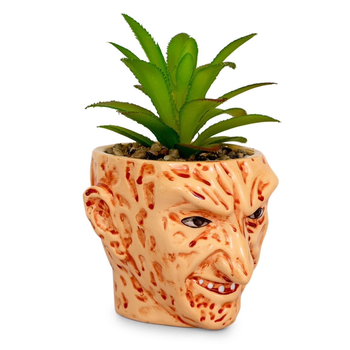Nightmare Fuel: Freddy Krueger Ceramic Planter with Artificial Succulent