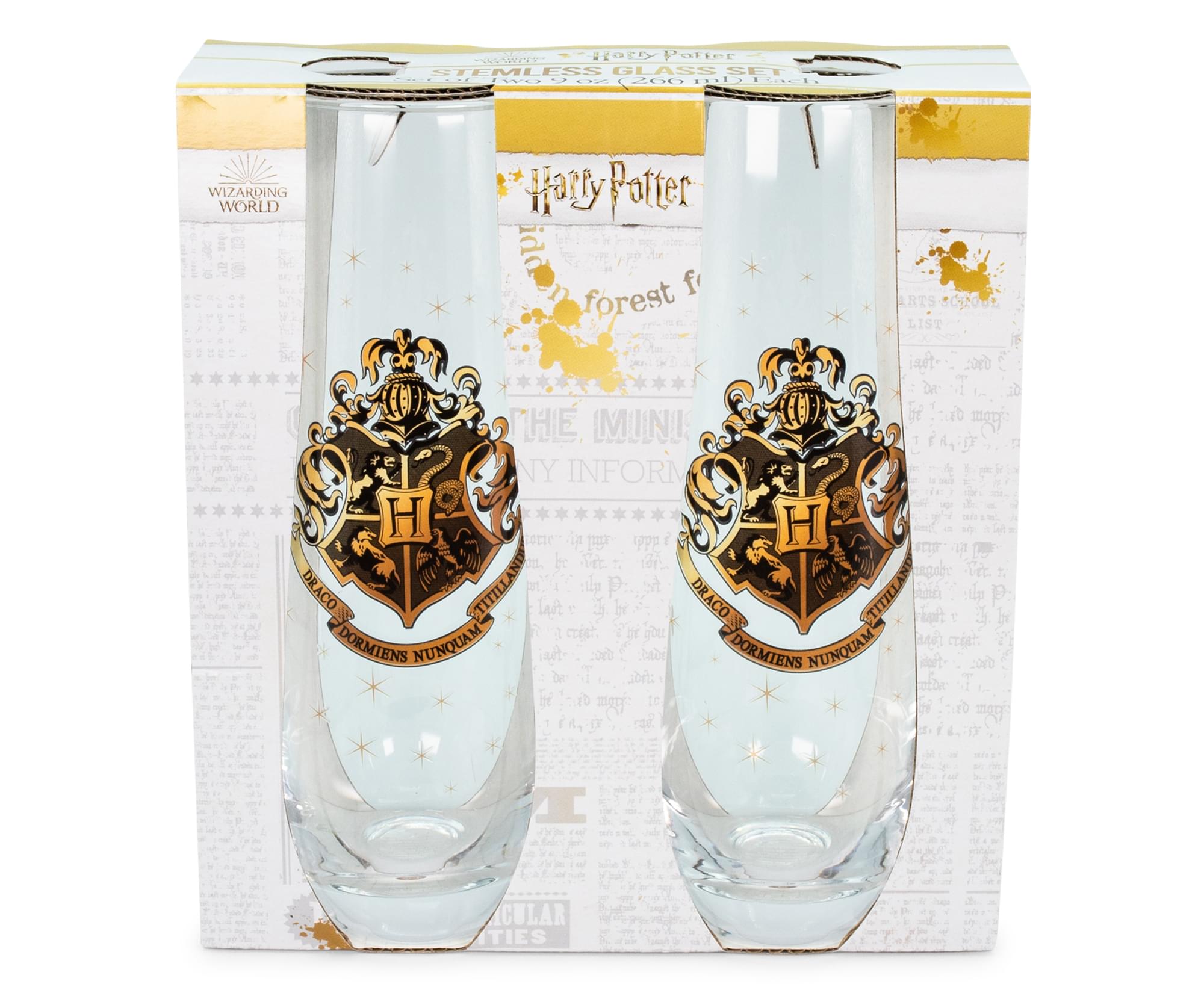 Harry Potter Hogwarts 9 - Ounce Magic Flute Stemless Glasses (Set of 2)