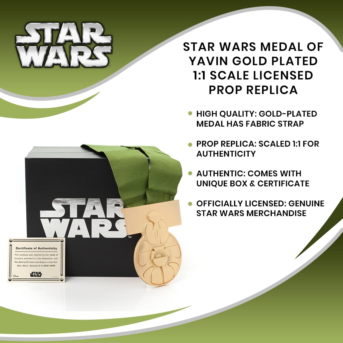 Epic Star Wars Yavin Medal - 1:1 Gold Plated Licensed Prop Replica
