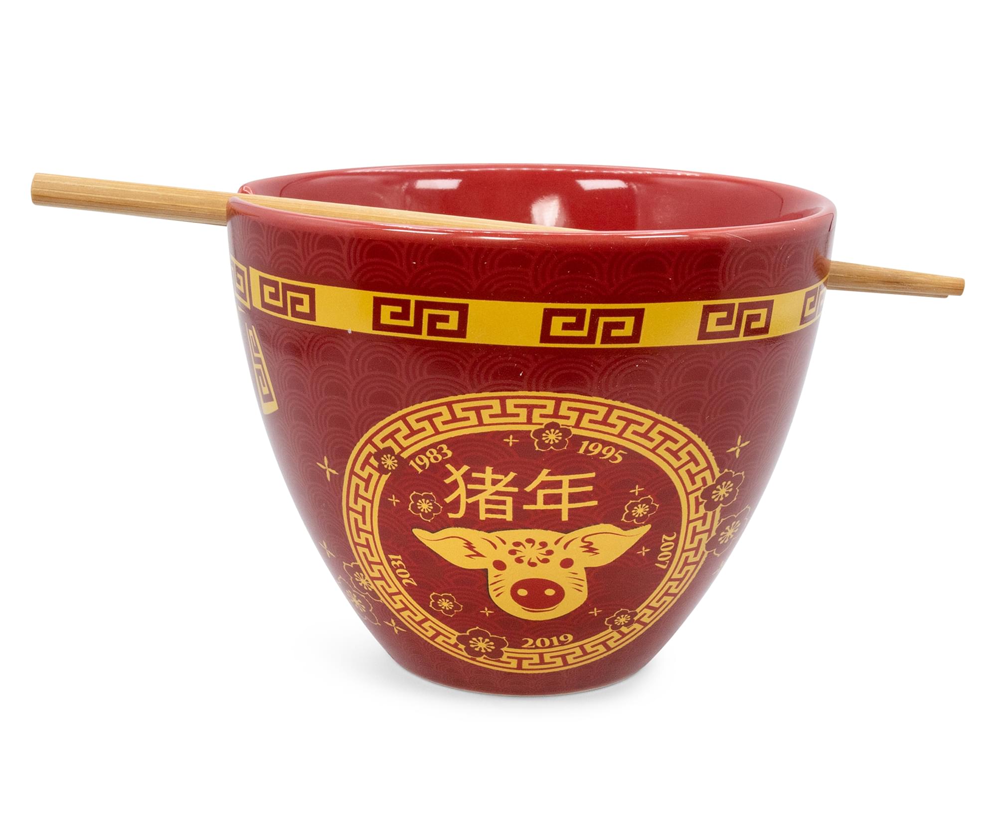 Lucky Pig Year Chinese Zodiac 16 - Ounce Ramen Bowl & Chopstick Set