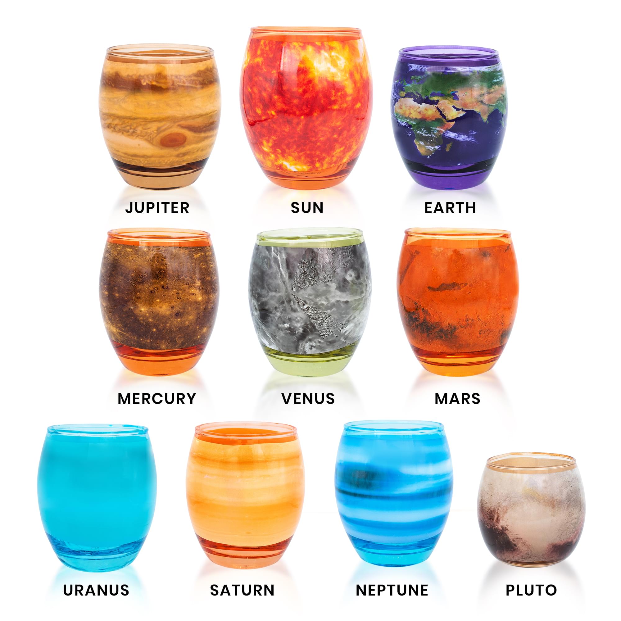 Cosmic Planetary Glasses Set - 10 Piece | 4 - 10 Ounce Capacity