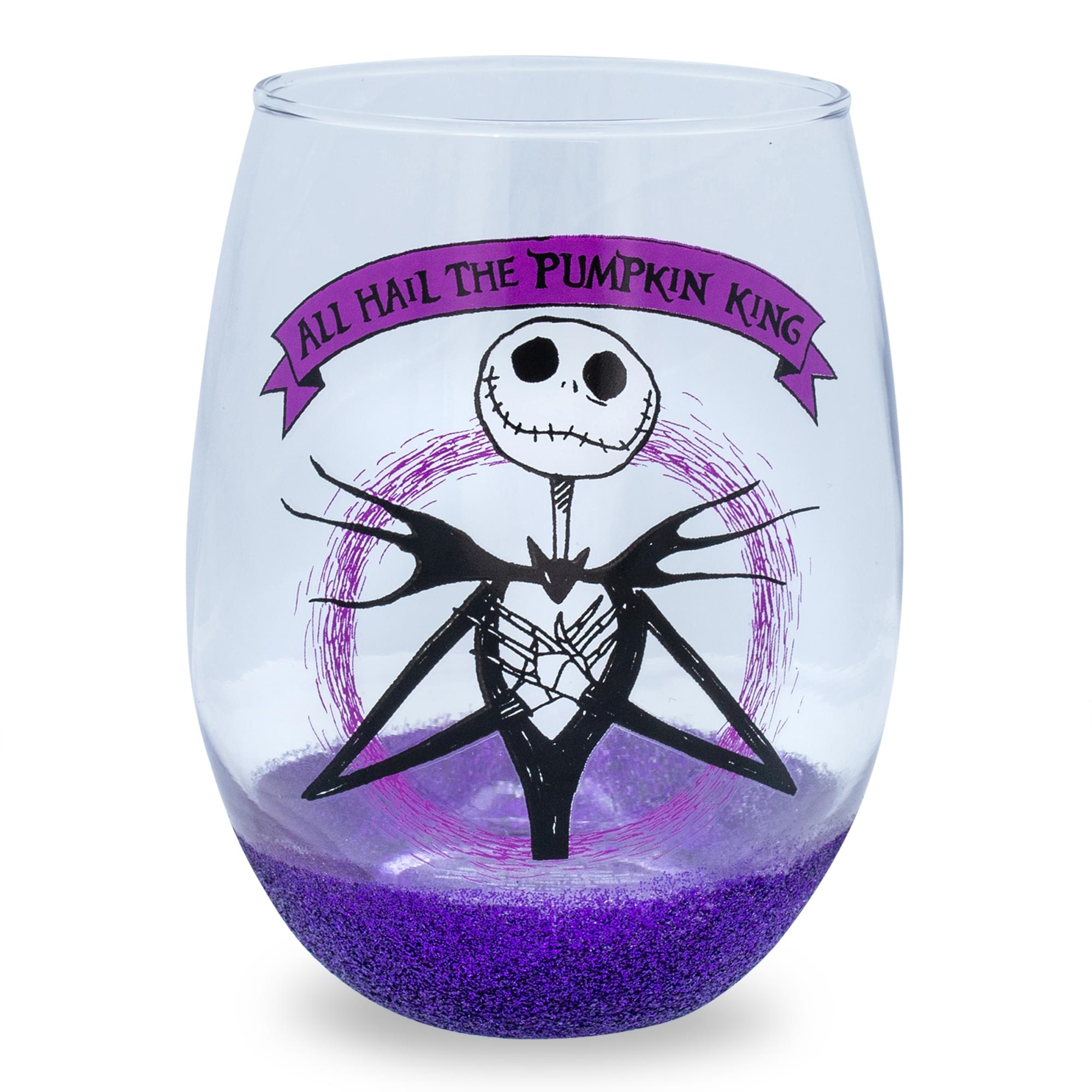 Disney's Nightmare Before Christmas All Hail Pumpkin King Stemless Wine Glass - Toast to Jack Skellington