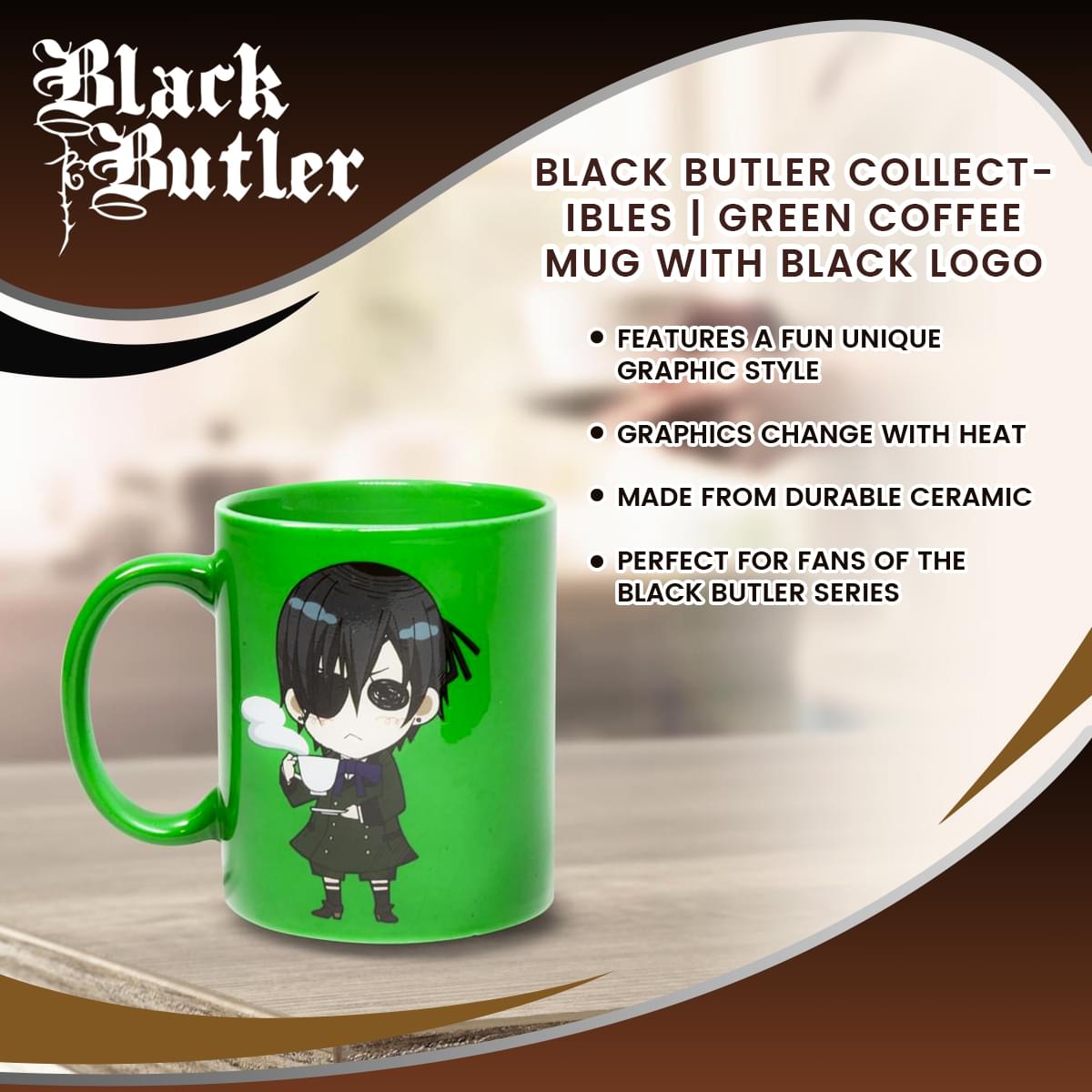 Black Butler Green Coffee Mug with Logo - A Must-Have for Fans