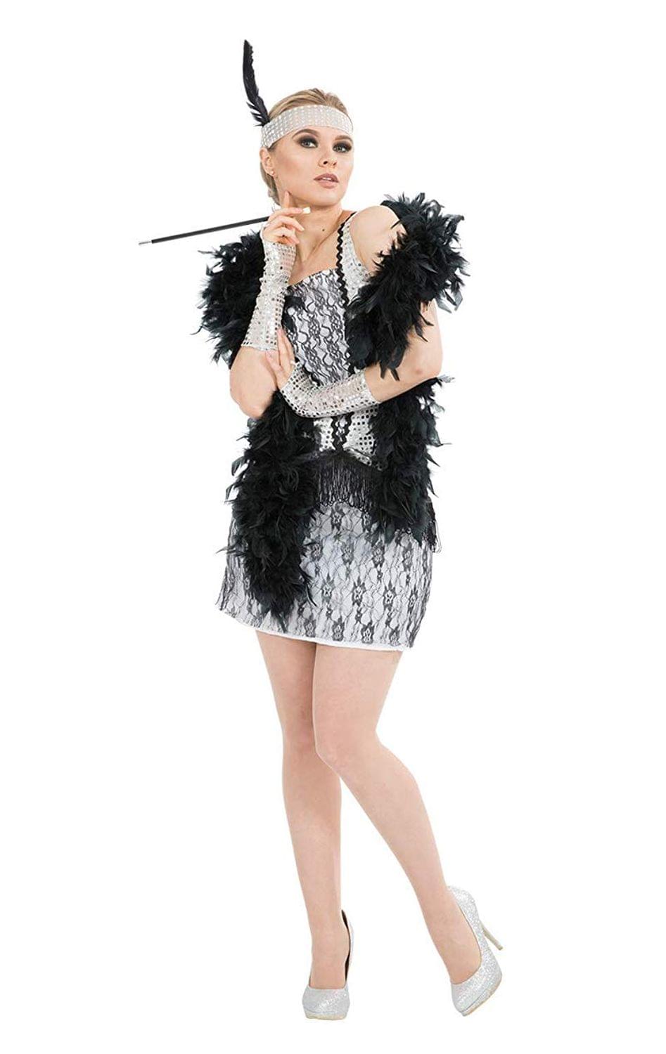 Stunning Silver Flapper Adult Costume - Large Size