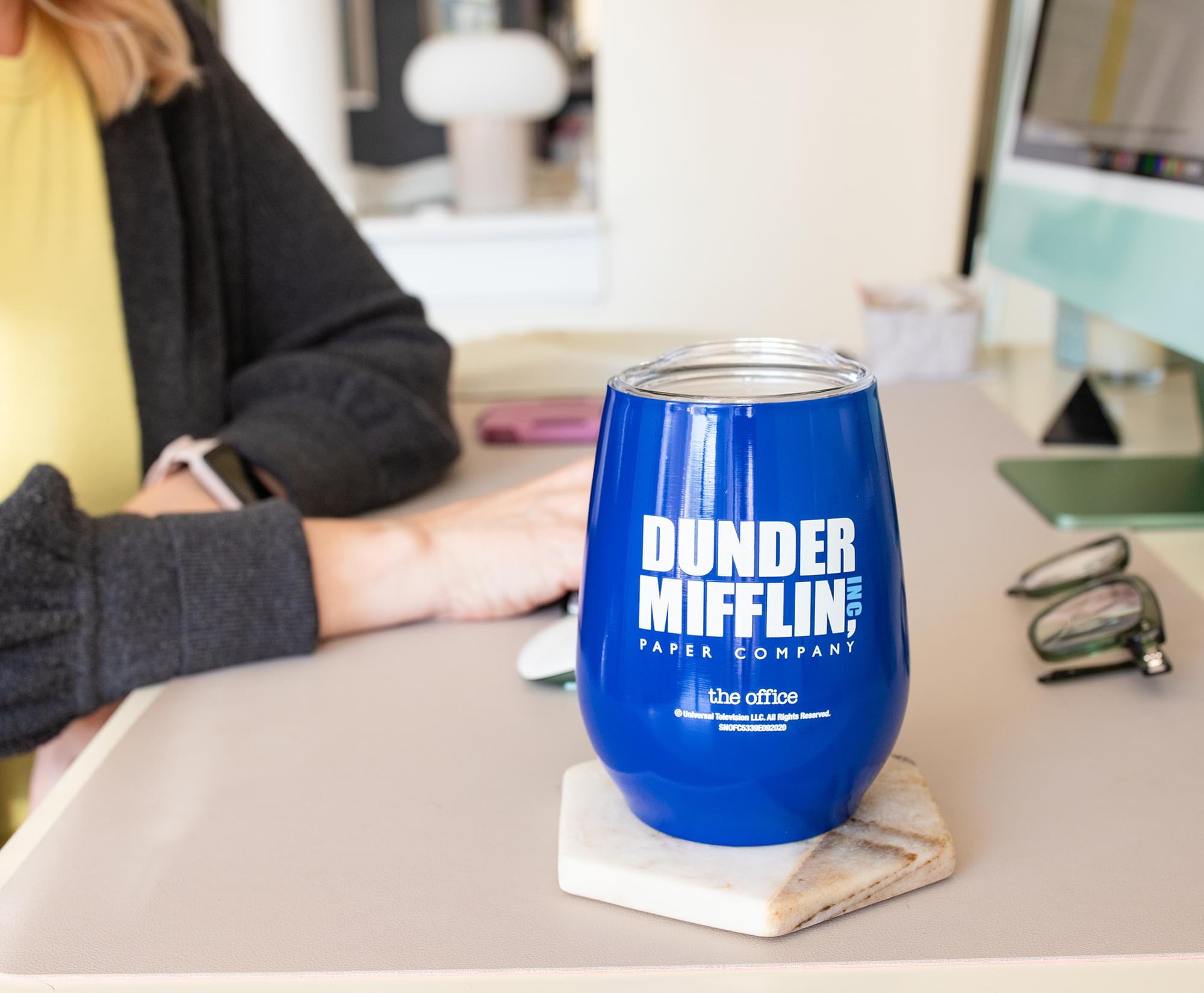 Dunder Mifflin Stainless Steel Tumbler with Lid - 10 Ounce Office Inspired