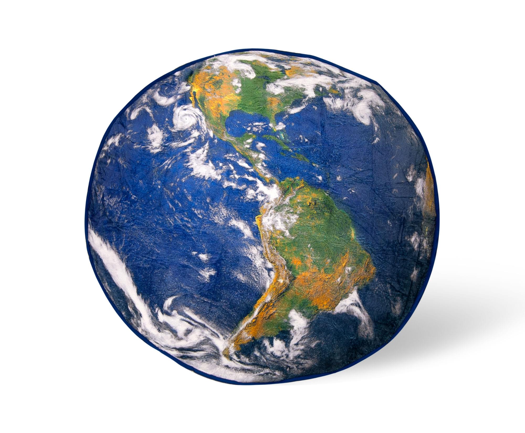 Cosmic Comfort: Planet Earth Round Fleece Throw Blanket - 60 Inches