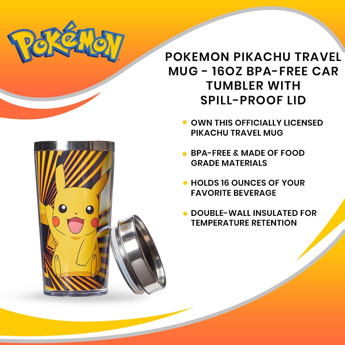 Catch 'Em All! Pokemon Pikachu 16oz Travel Mug