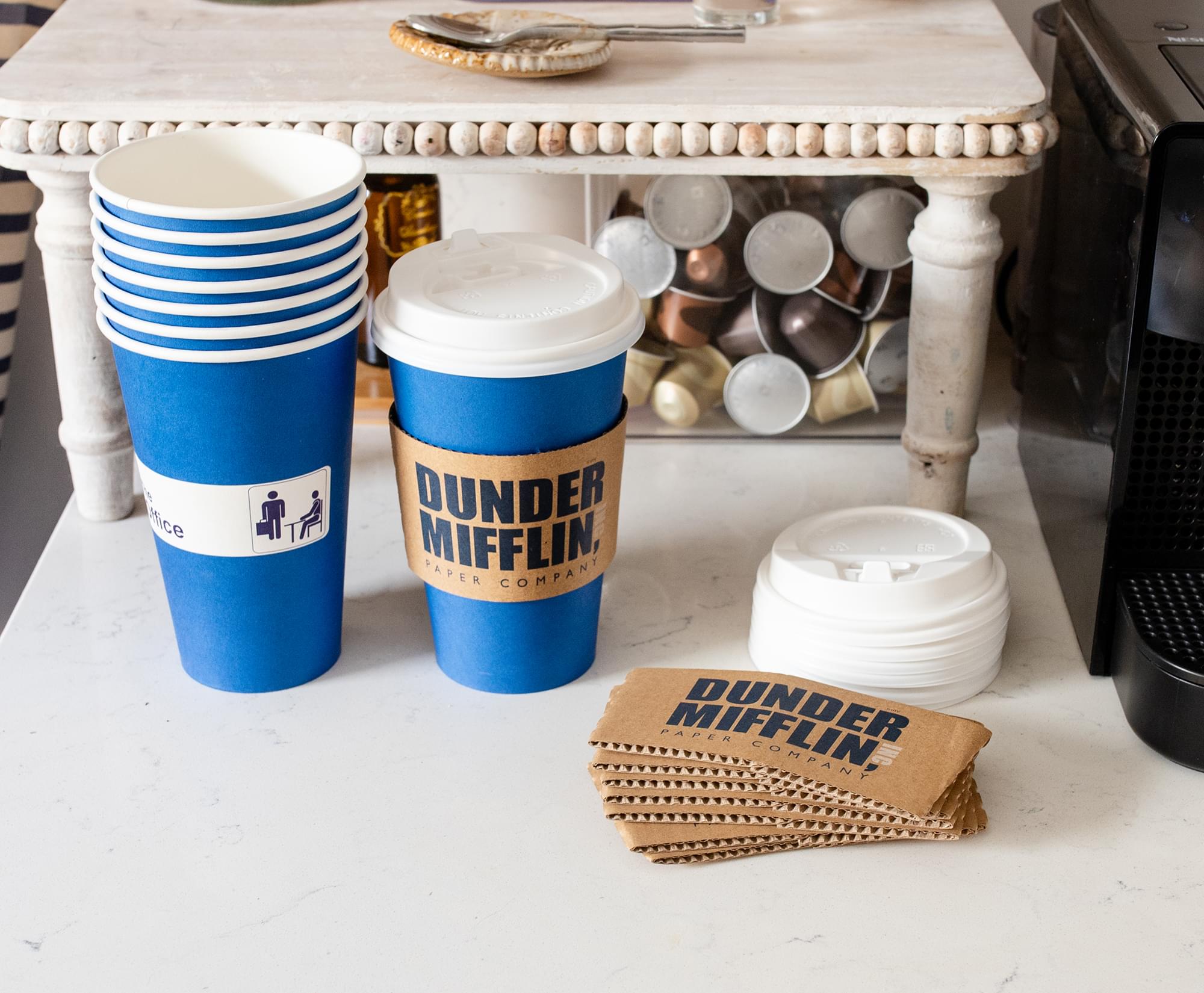 Dunder Mifflin 8-Pack Disposable Paper Travel Cups with Lids for The Office Fans