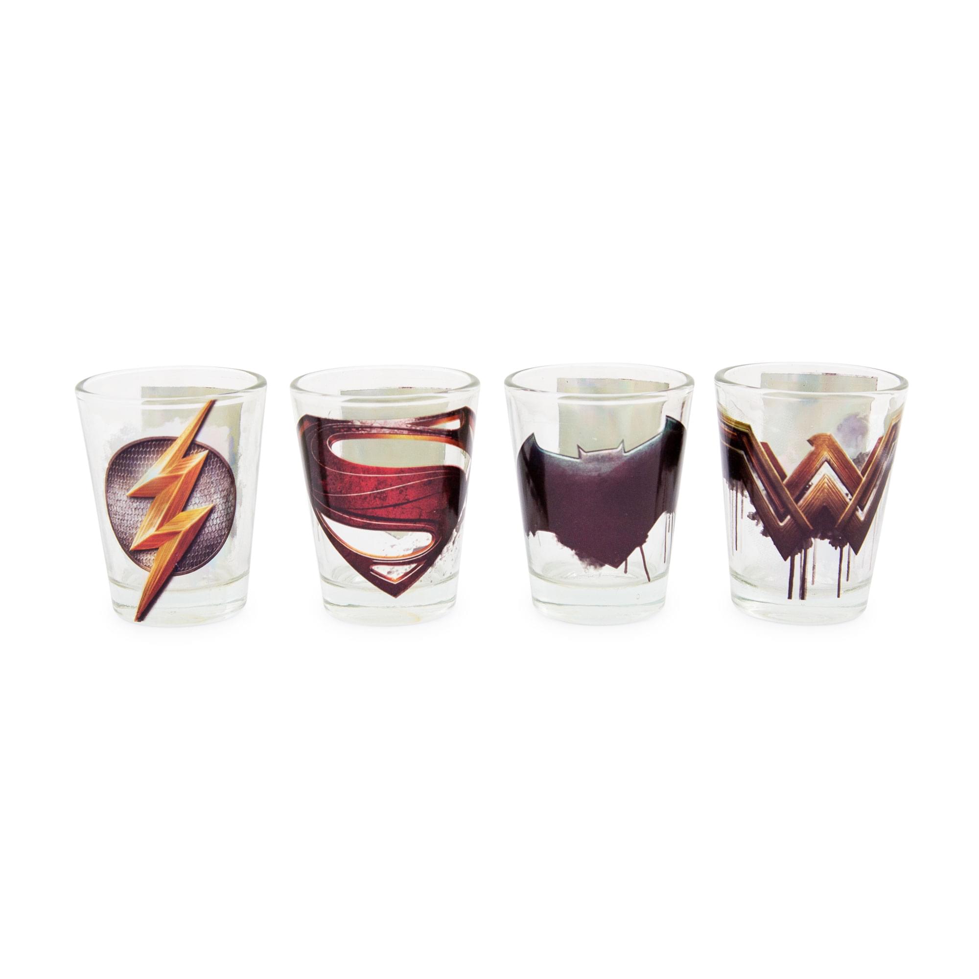 Justice League Movie Logos 1.5-Ounce Mini Shot Glasses - Set of 4
