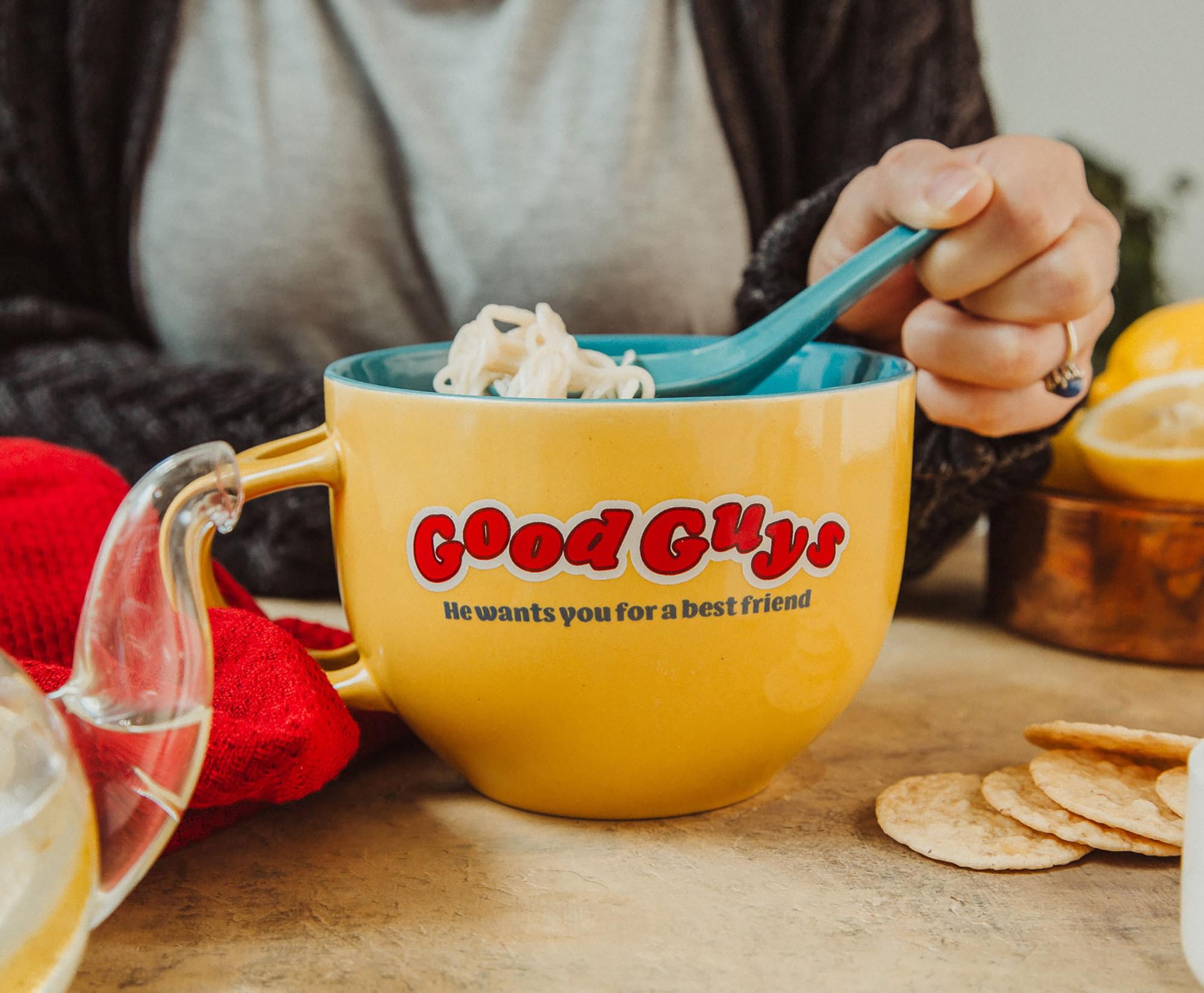Chucky Good Guys Ceramic Soup Mug with Spoon - 24 Ounce Horror Lover's Delight