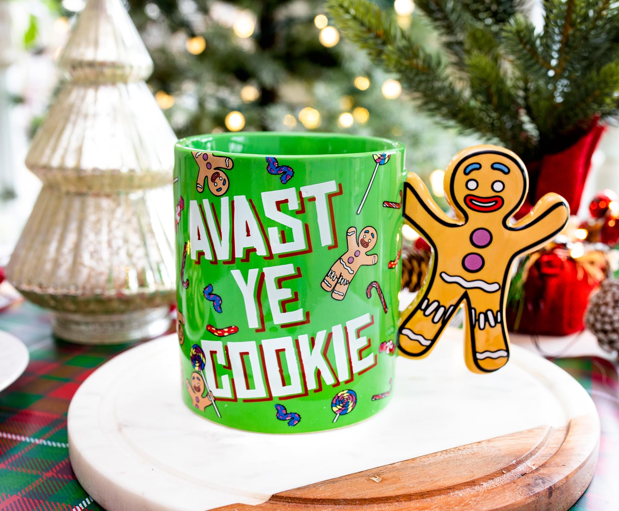 Shrek Gingerbread Man Ceramic Mug - Avast Ye Cookie with Sculpted Handle