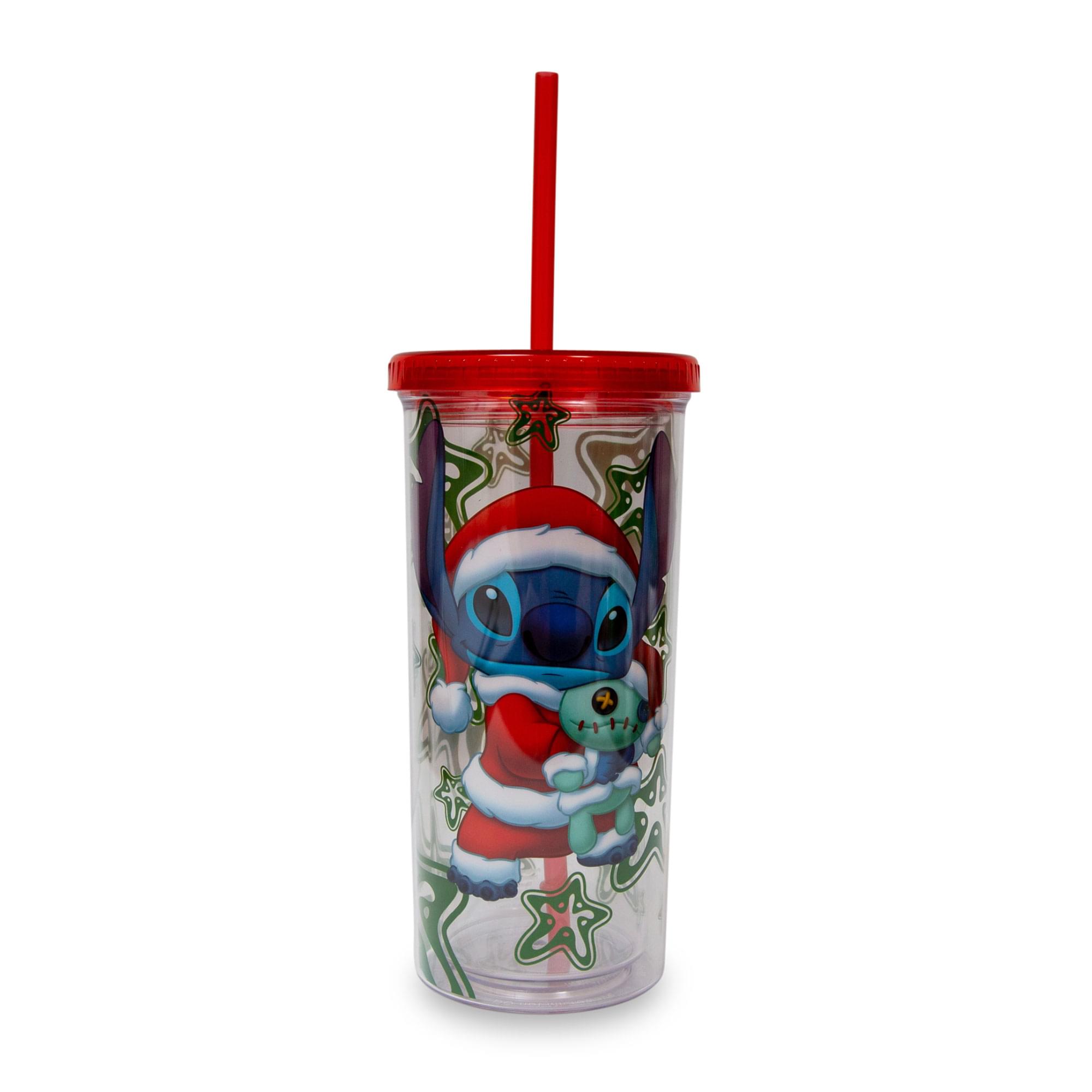 Disney Lilo & Stitch Santa Outfit Carnival Cup with Lid and Straw - 20 Ounce Festive Fun