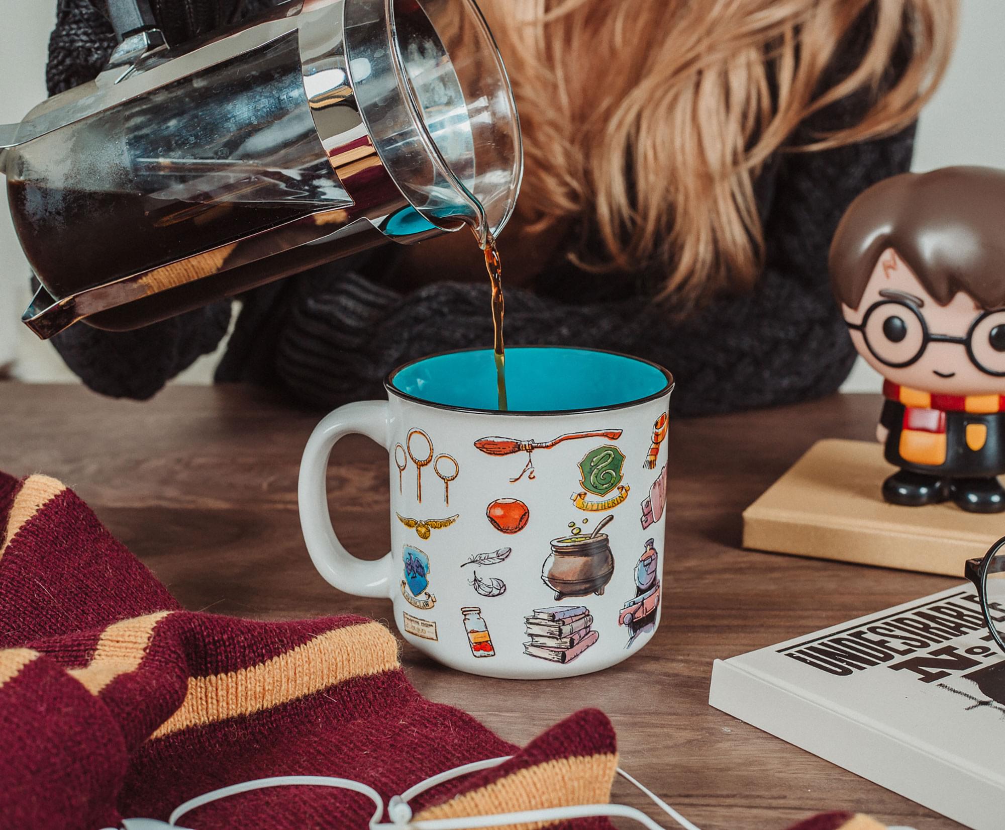 Harry Potter Hogwarts Icons Ceramic Camper Mug - 20 Ounce Magic Sip