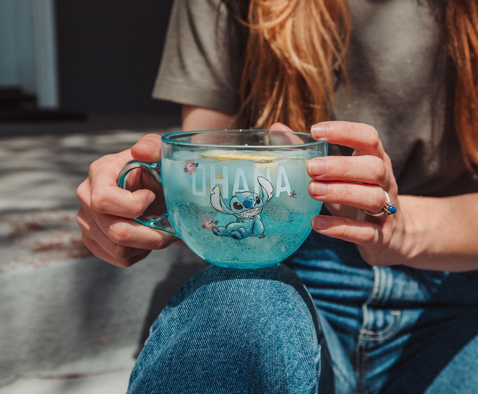 Disney Lilo & Stitch Ohana 16-Ounce Glass Coffee Mug - A Tropical Treat!