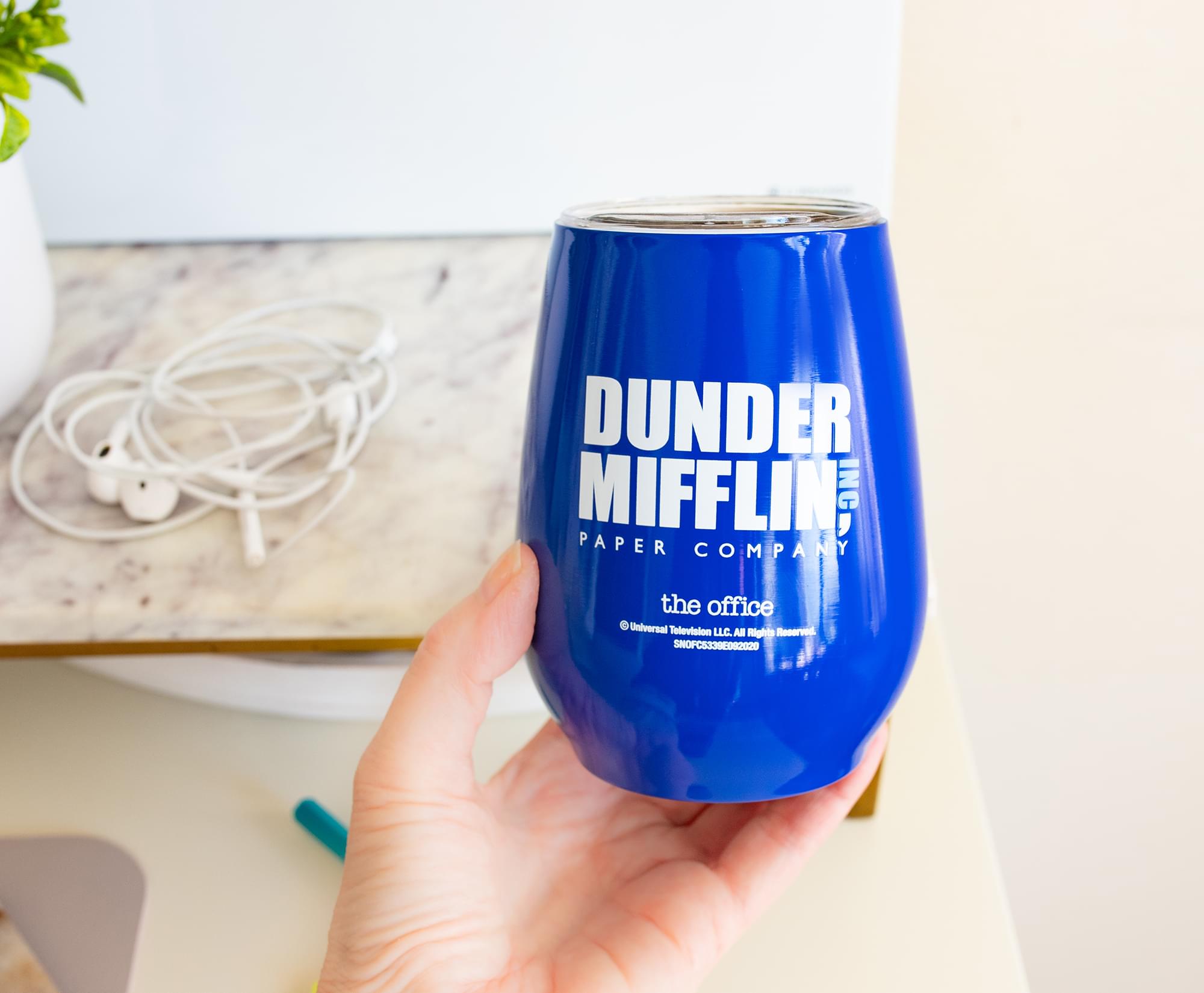 Dunder Mifflin Stainless Steel Tumbler with Lid - 10 Ounce Office Inspired