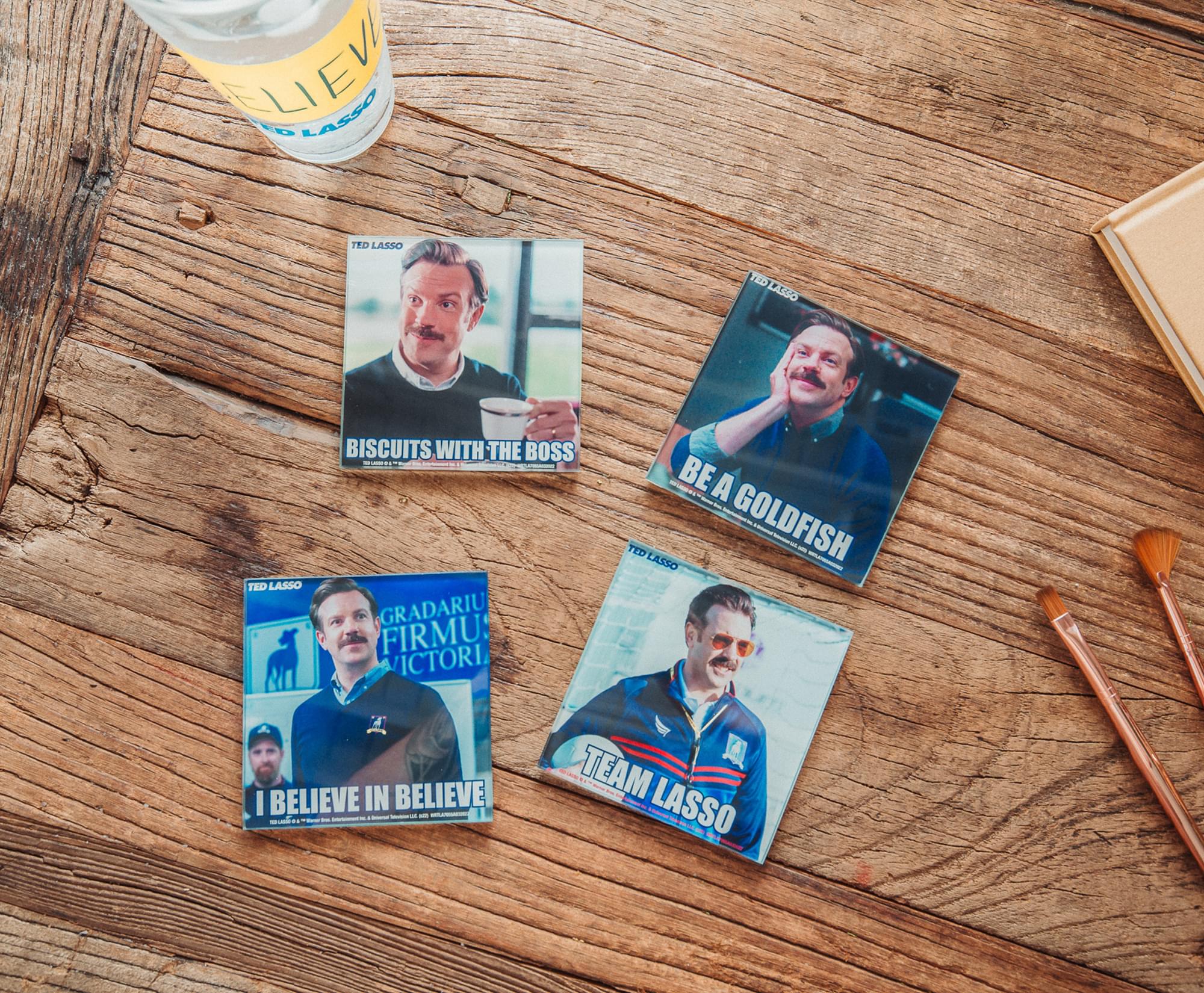 Inspirational Ted Lasso Quotes Glass Coasters - Set of 4