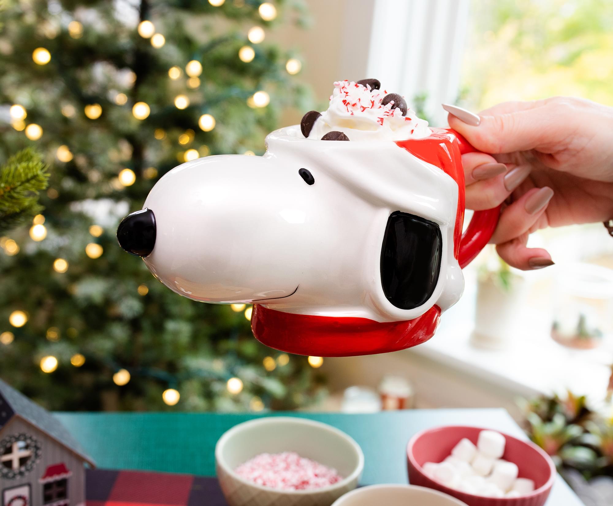 Peanuts Snoopy Christmas Ceramic Mug - 20 Ounce Festive 3D Sculpted