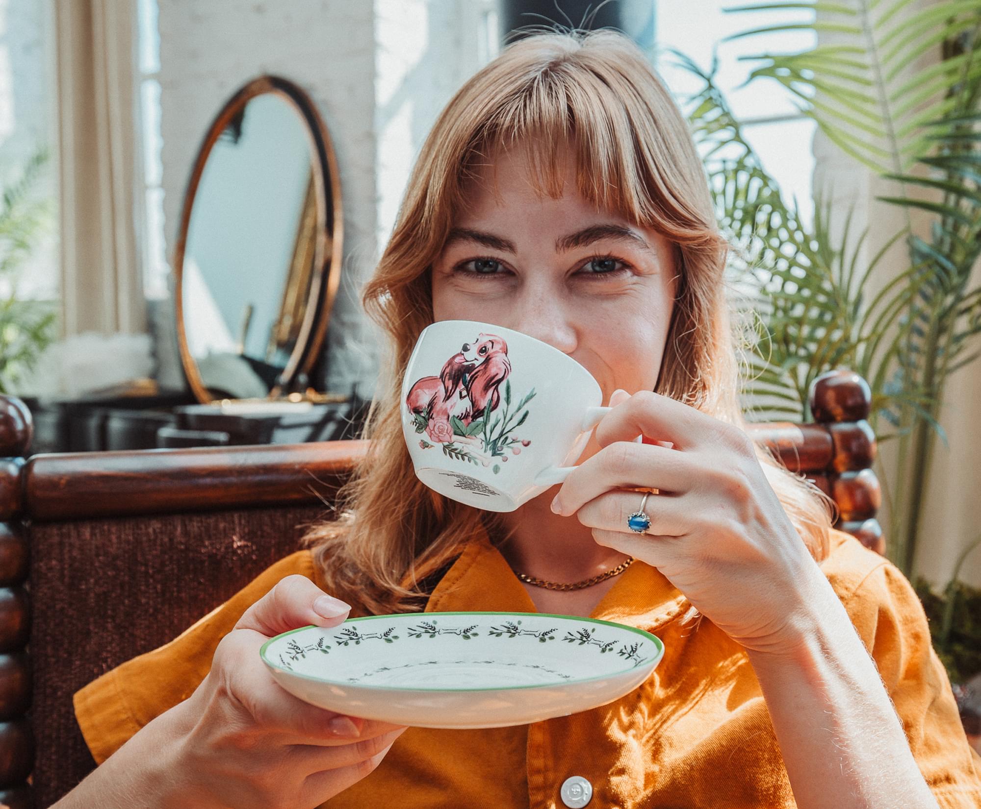 Disney Lady and the Tramp Bone China Tea Set - A Pair of Teacups and Saucers