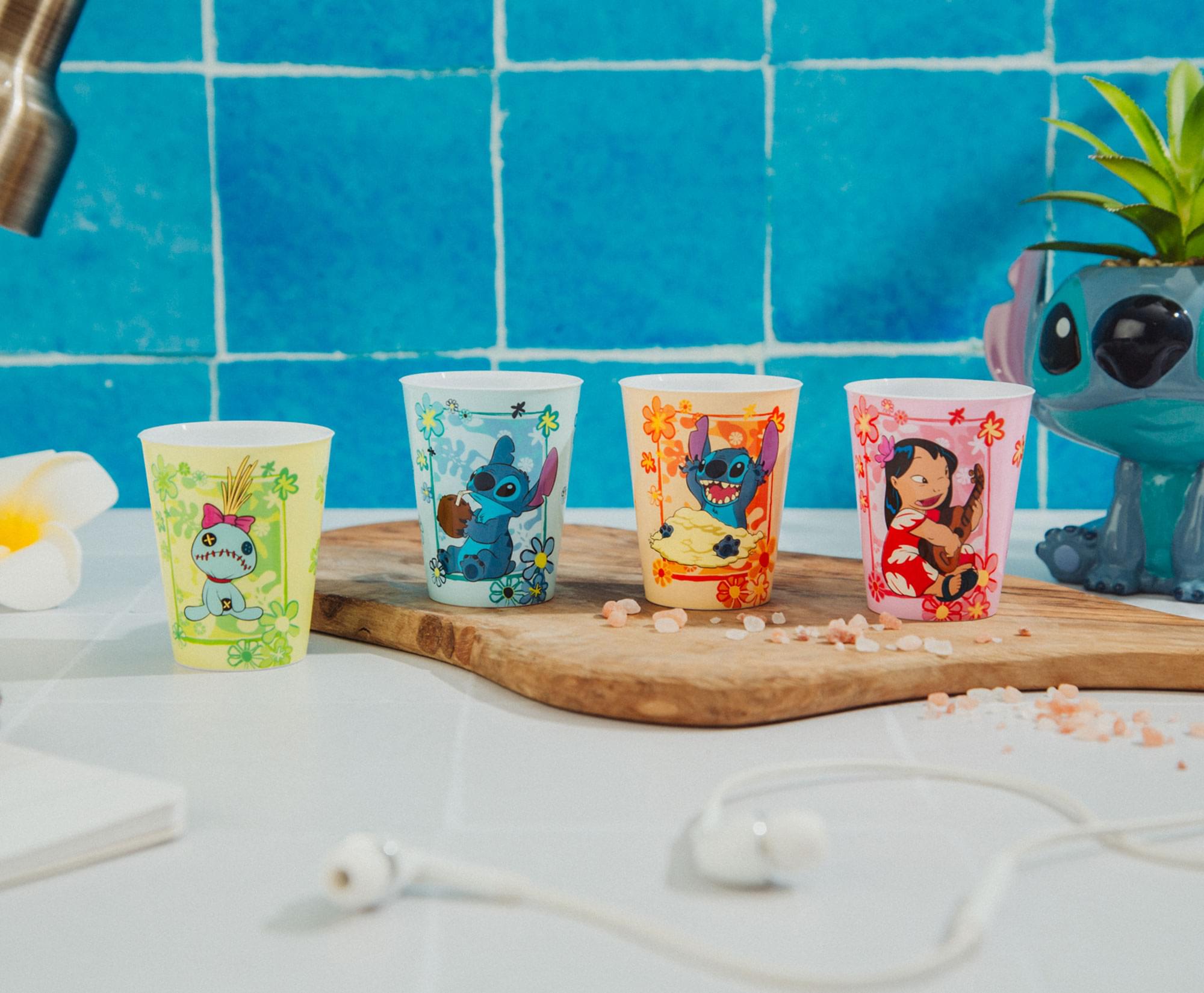 Disney Lilo & Stitch Tropical 2-Ounce Plastic Mini Cups (Set of 4) - Beachy Fun for All!