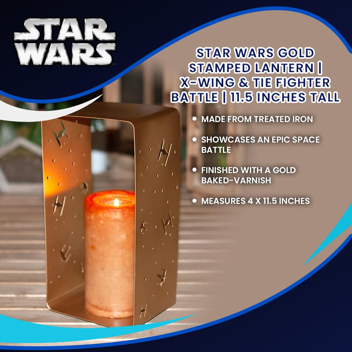 Epic Star Wars Gold-Stamped Lantern: X-Wing vs TIE Fighter Battle, 11.5-Inch