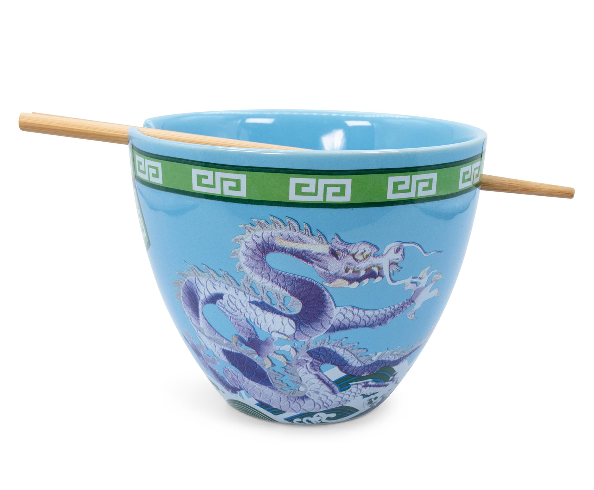 Bowl Bop Japanese Blue Dragons 16 - Ounce Ramen Dinnerware Set with Chopsticks