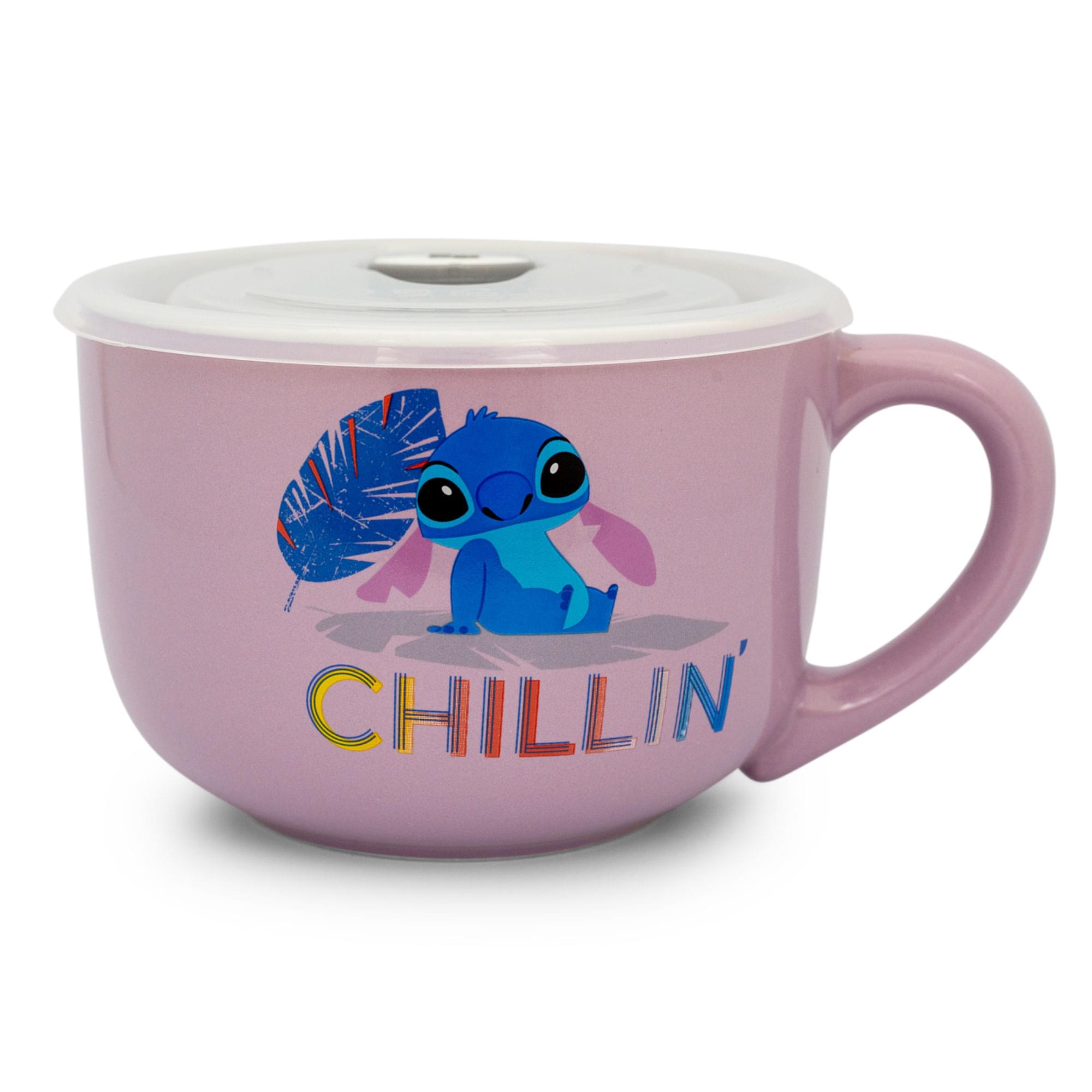 Disney Lilo & Stitch Ceramic Soup Mug with Vented Lid - 24 Ounce