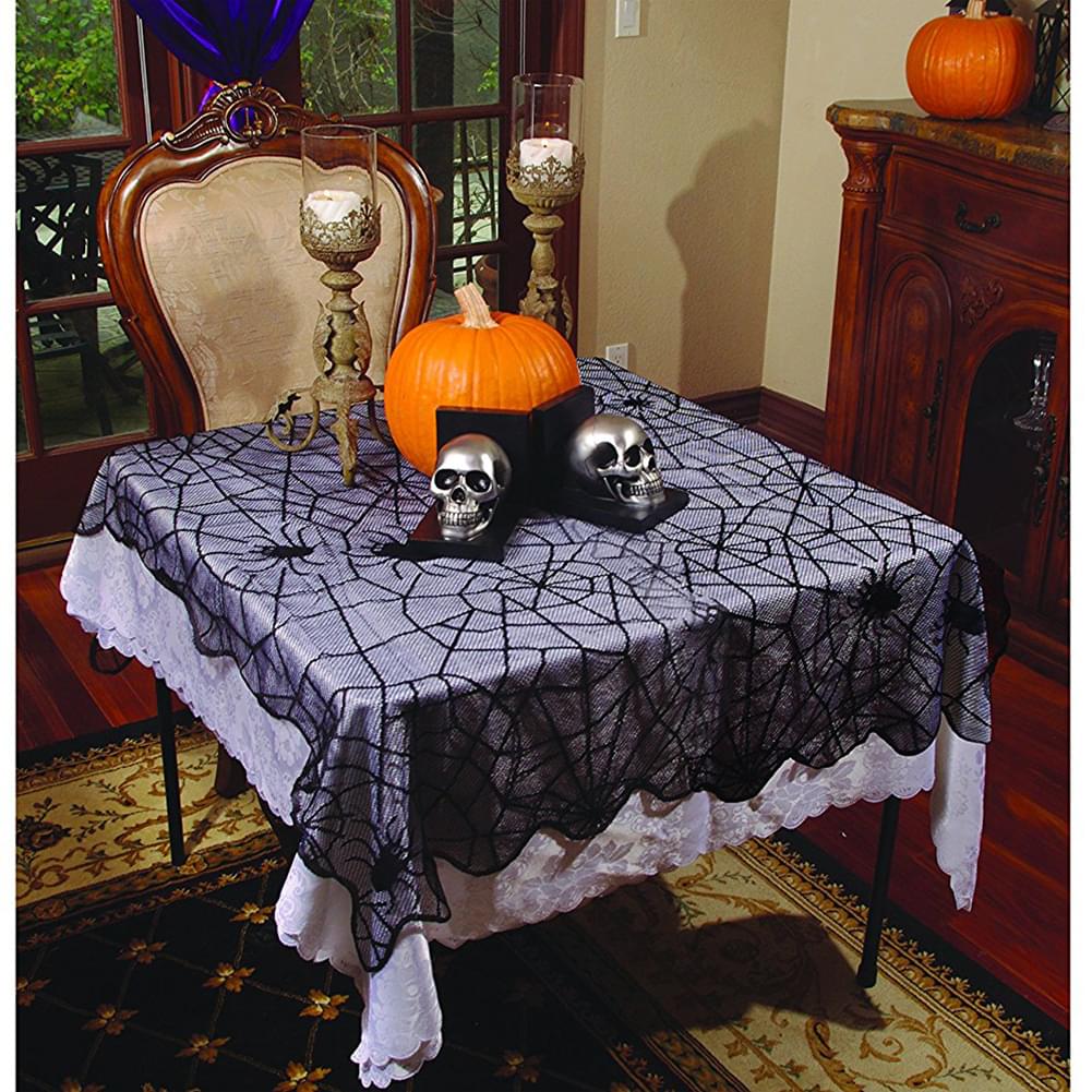 Enchanting Spider Webs Lace Rounded Table Runner