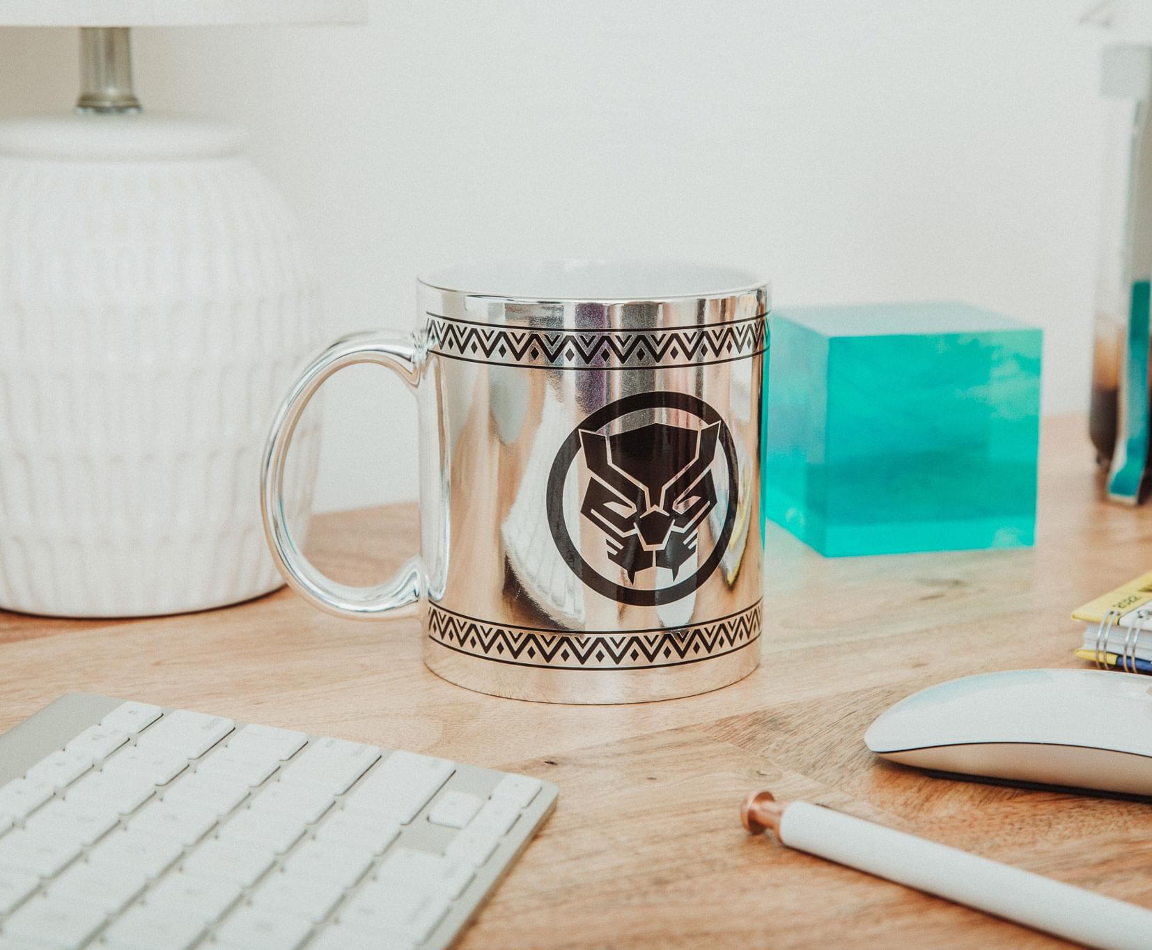 Marvel Black Panther Tribal Borders 20-Ounce Electroplated Ceramic Mug - A Tribute to the King of Wakanda