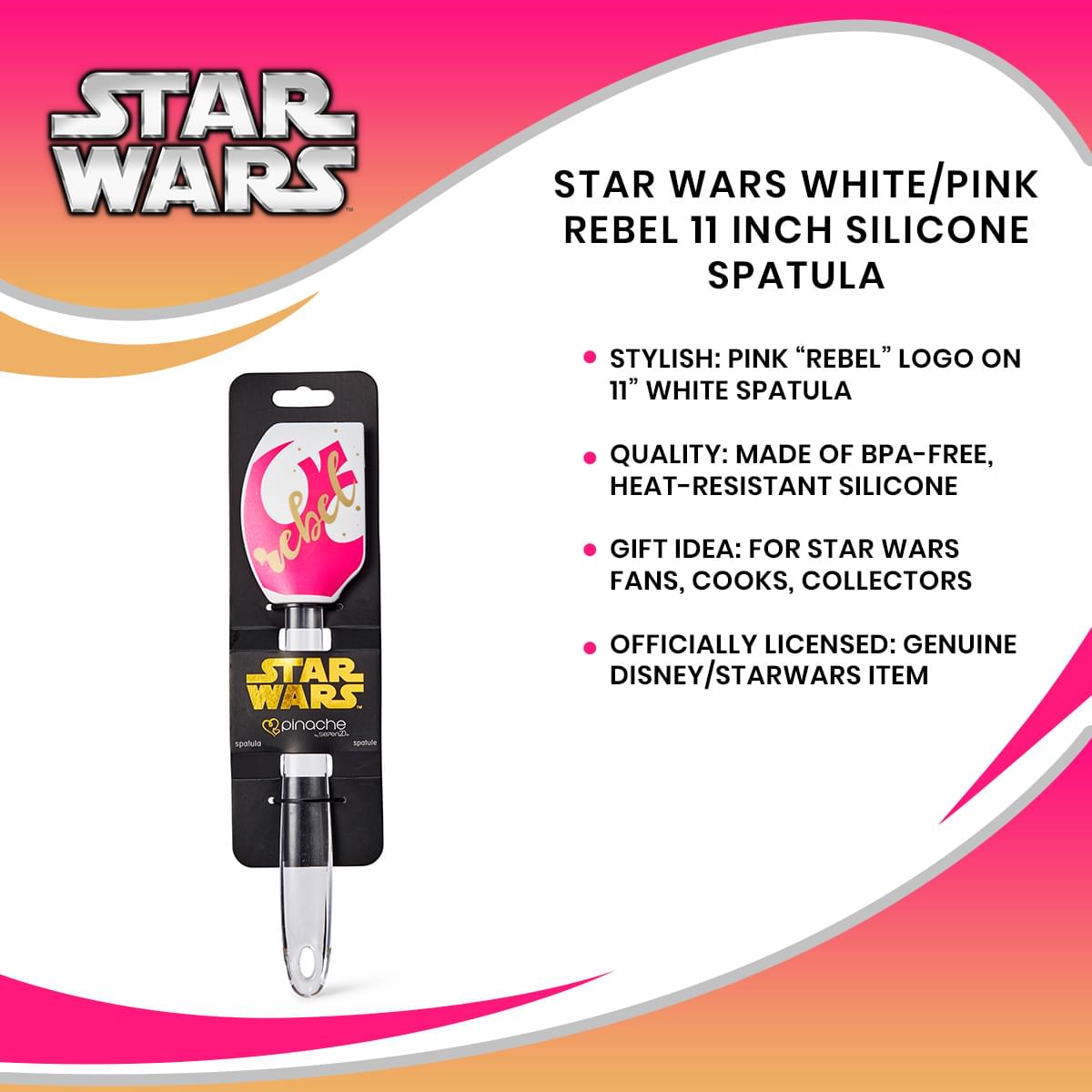 Star Wars 11-Inch Silicone Spatula - White/Pink Rebel