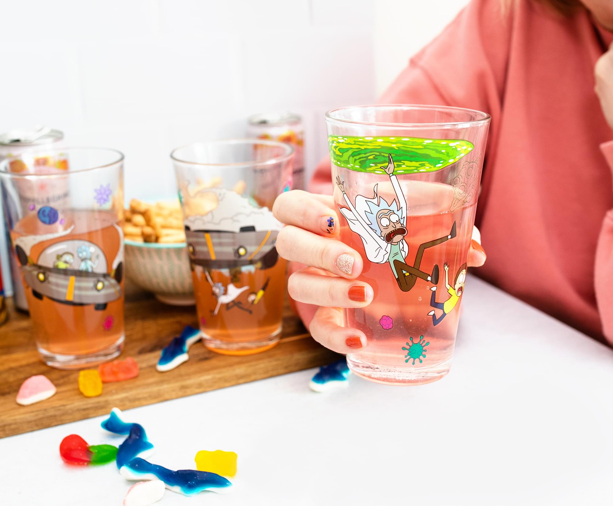 Rick and Morty 4-Piece 16-Ounce Pint Glass Set