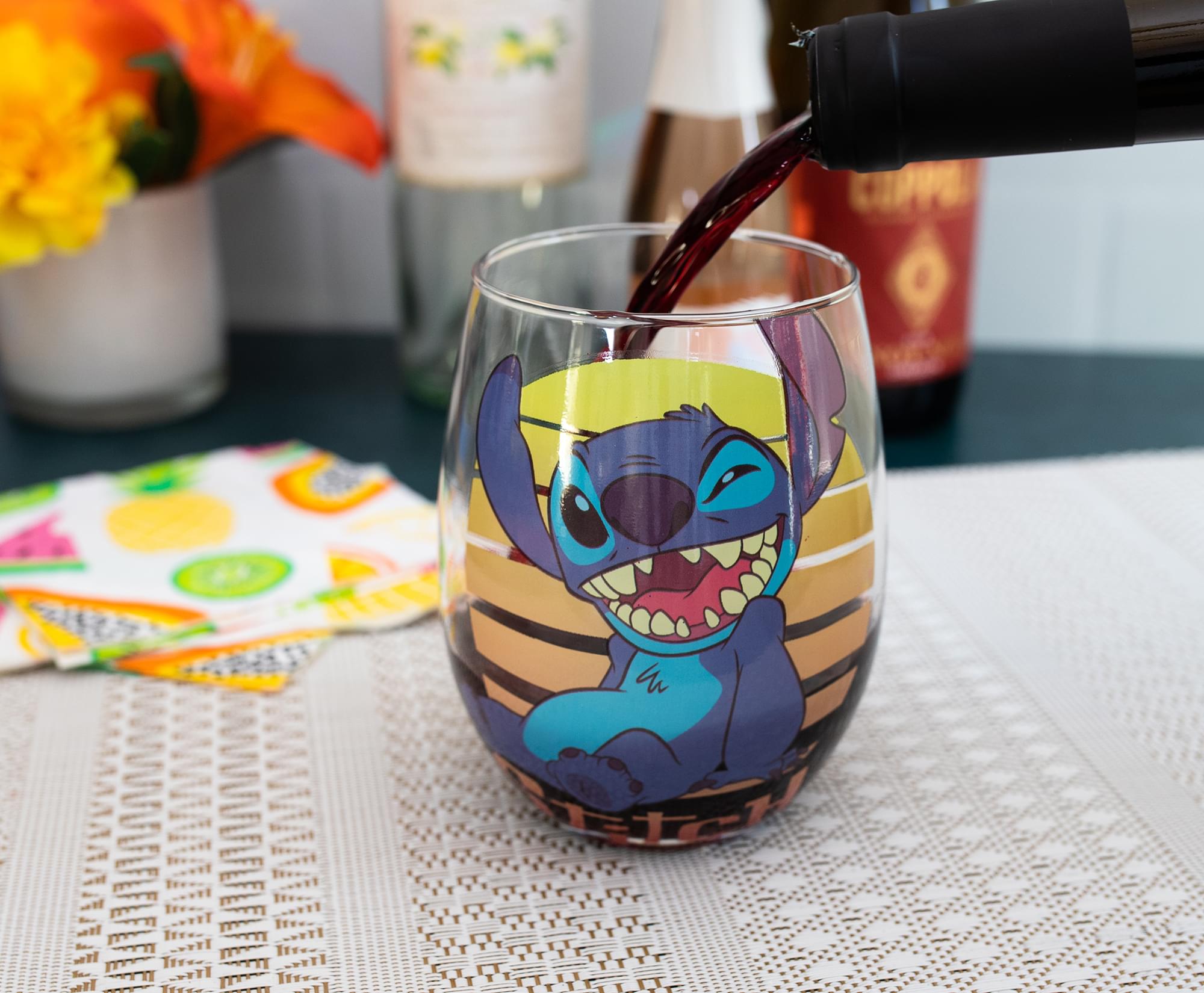 Disney Lilo & Stitch 20-Ounce Stemless Wine Glass: Sip in Style with Your Favorite Alien