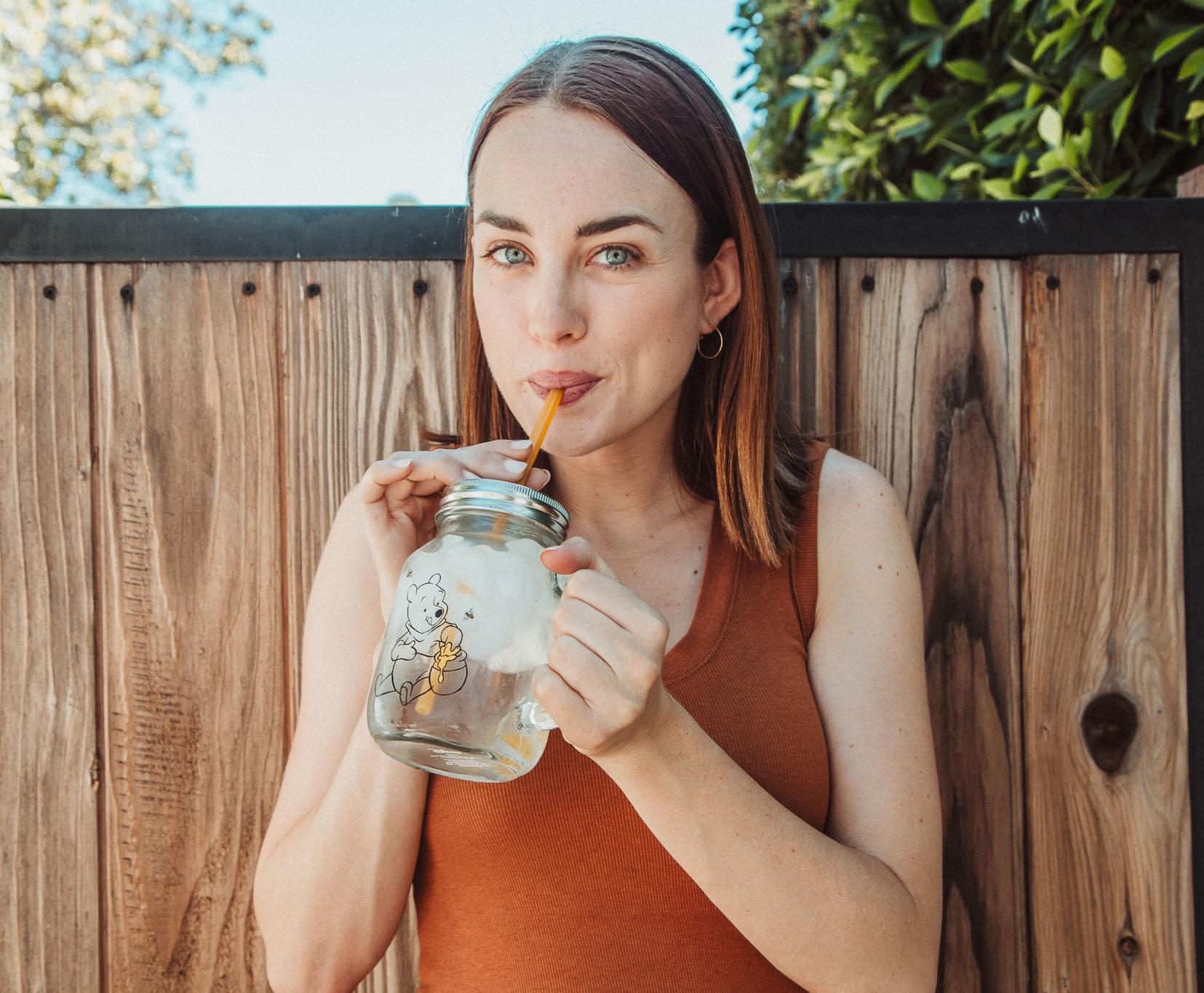 Disney's Winnie the Pooh Sweet as Can Bee 21 Ounce Glass Mason Jar with Lid and Straw - A Honey Lover's Delight
