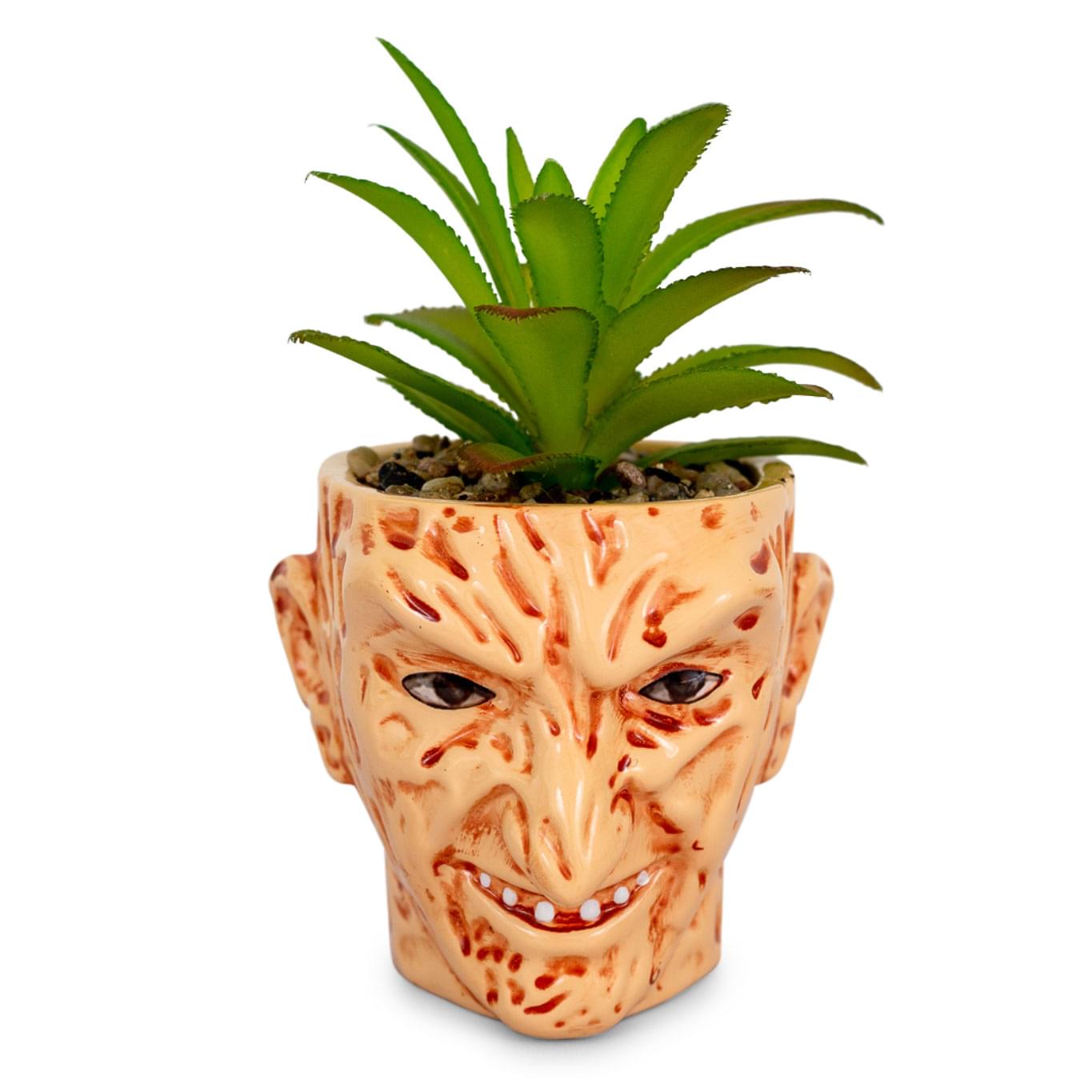 Nightmare Fuel: Freddy Krueger Ceramic Planter with Artificial Succulent