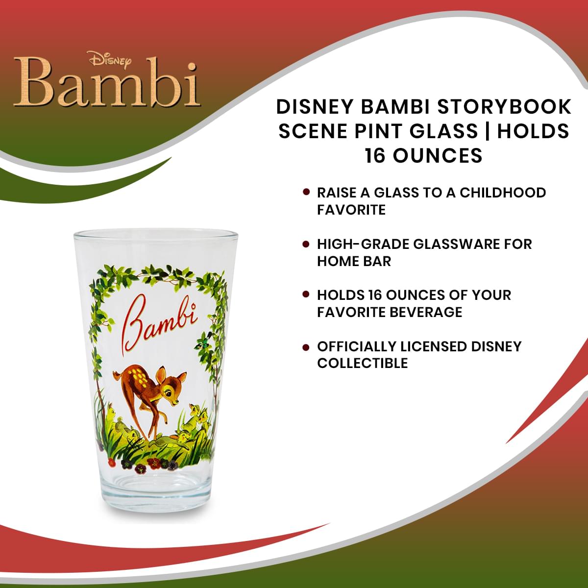 Enchanting Disney Bambi Storybook Pint Glass - 16 Oz