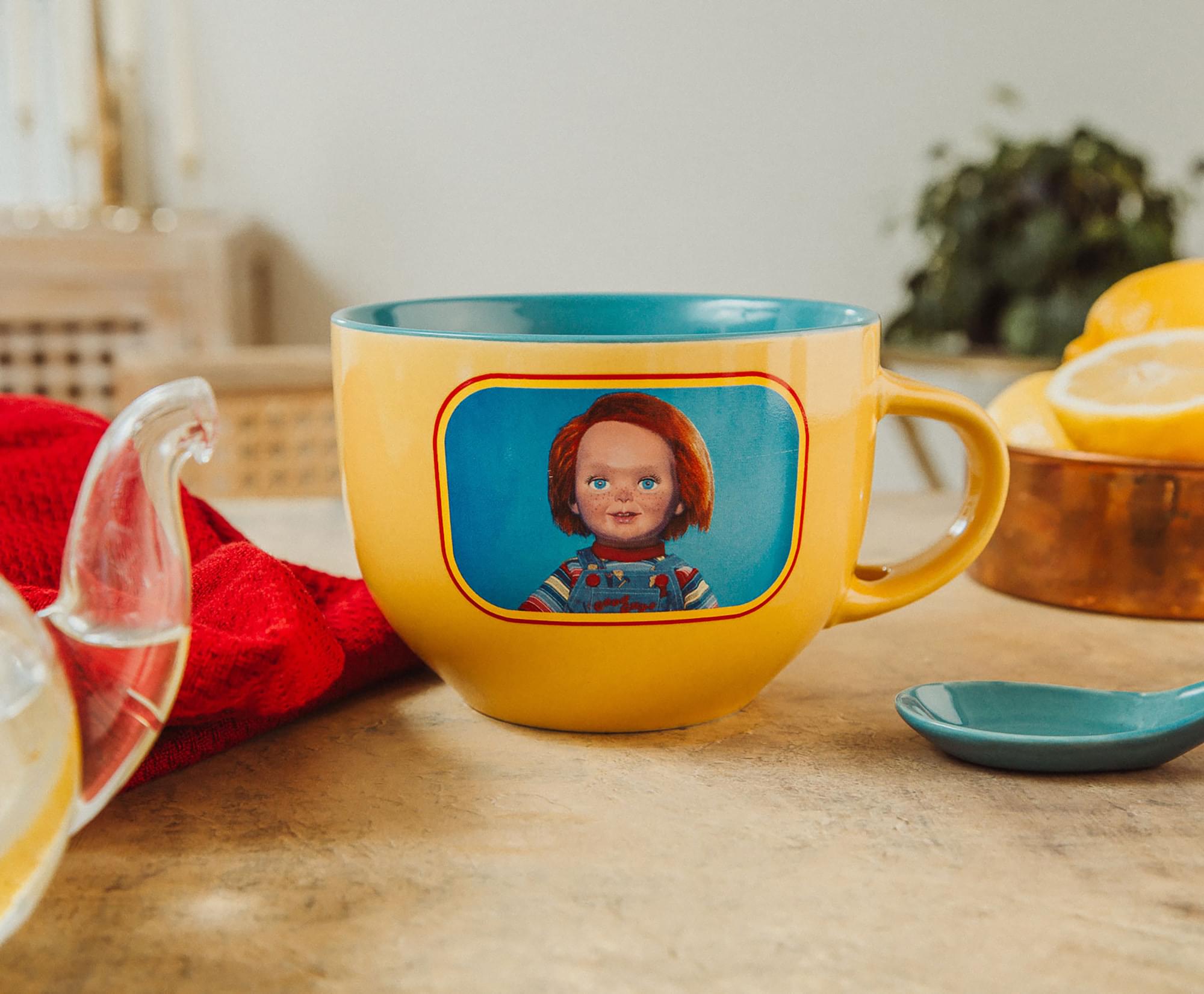 Chucky Good Guys Ceramic Soup Mug with Spoon - 24 Ounce Horror Lover's Delight