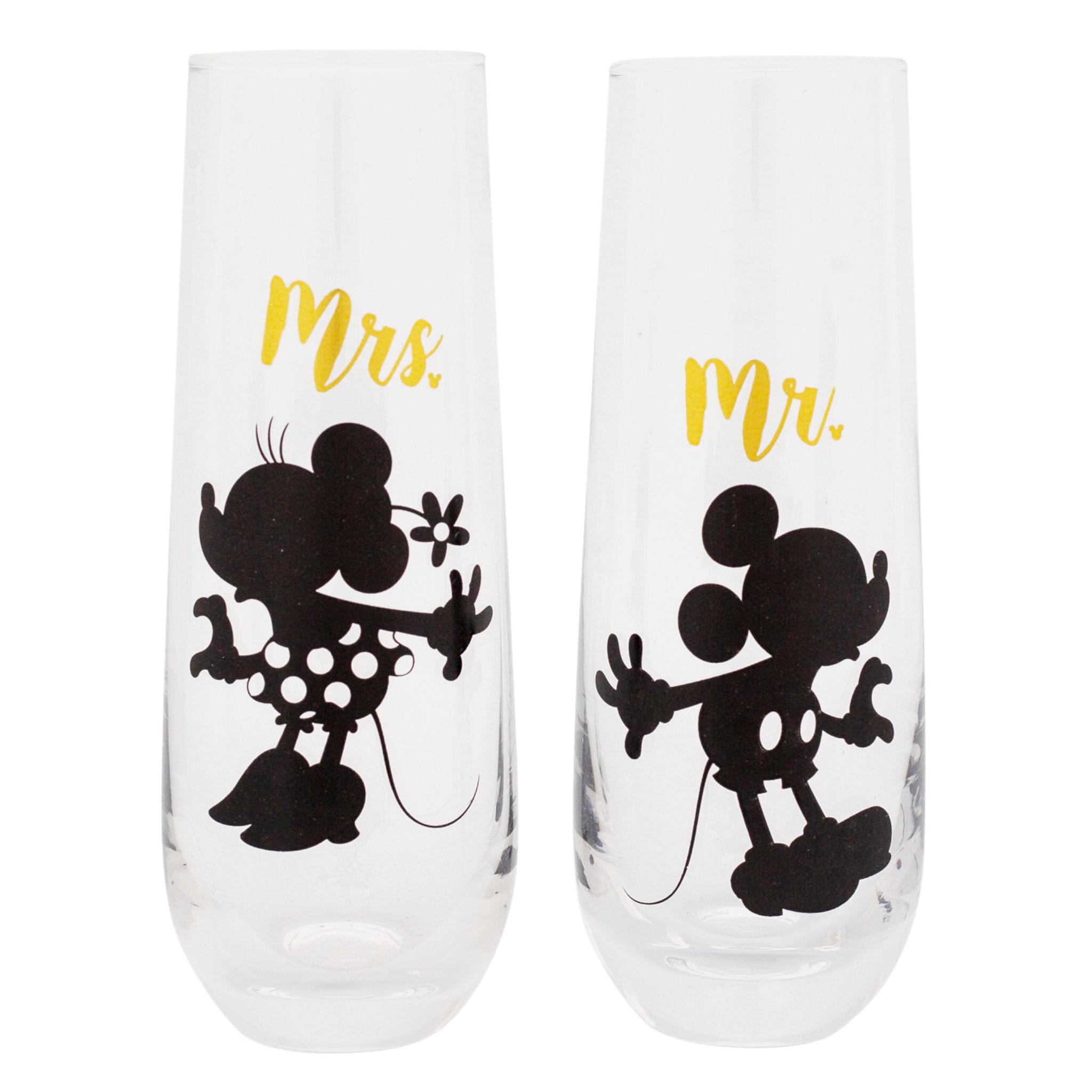Disney Mickey & Minnie 9 - Ounce Stemless Fluted Glasses Set of 2 - Toast to Love!