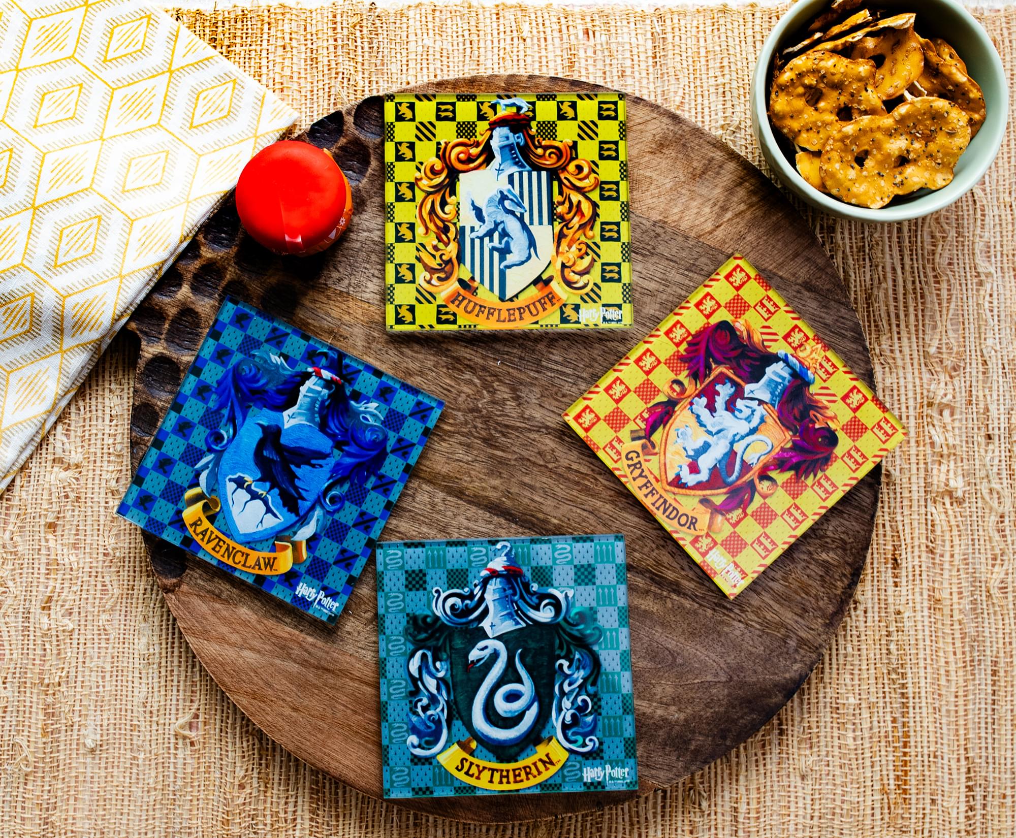 Enchanting Harry Potter Hogwarts Houses Glass Coasters - Set of 4