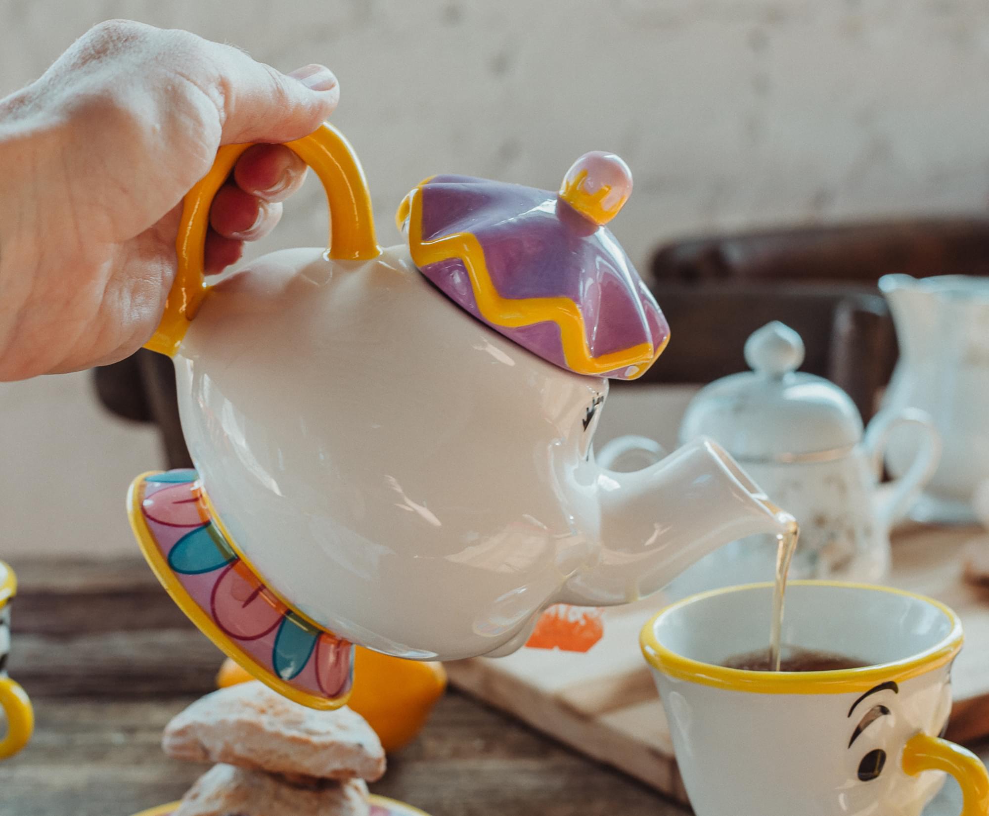 Enchanting Disney Beauty and the Beast Mrs. Potts Ceramic Teapot Replica